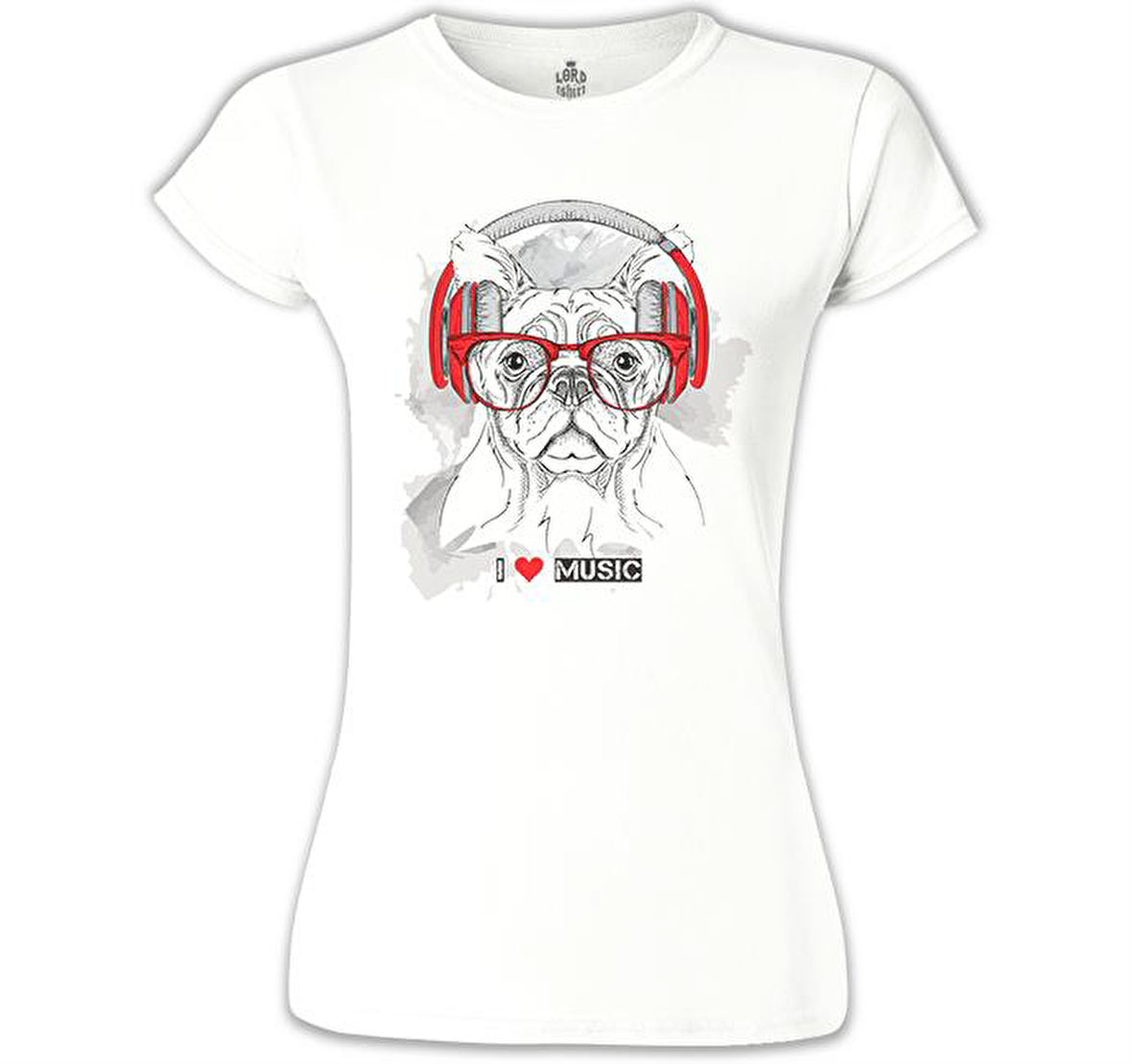 Köpek - Müzik Beyaz Bayan Tshirt