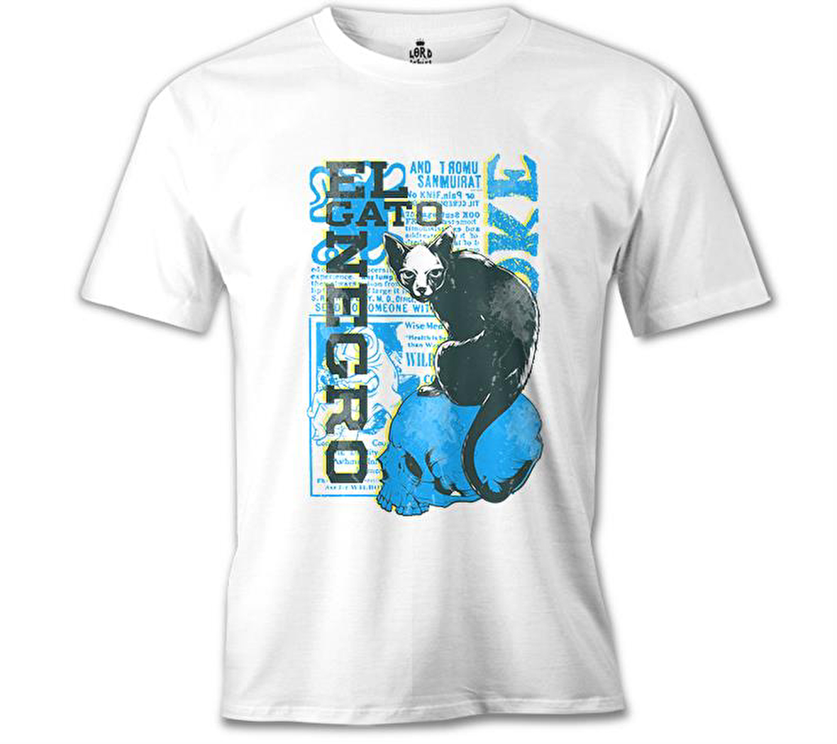 Kara Kedi Beyaz Erkek Tshirt