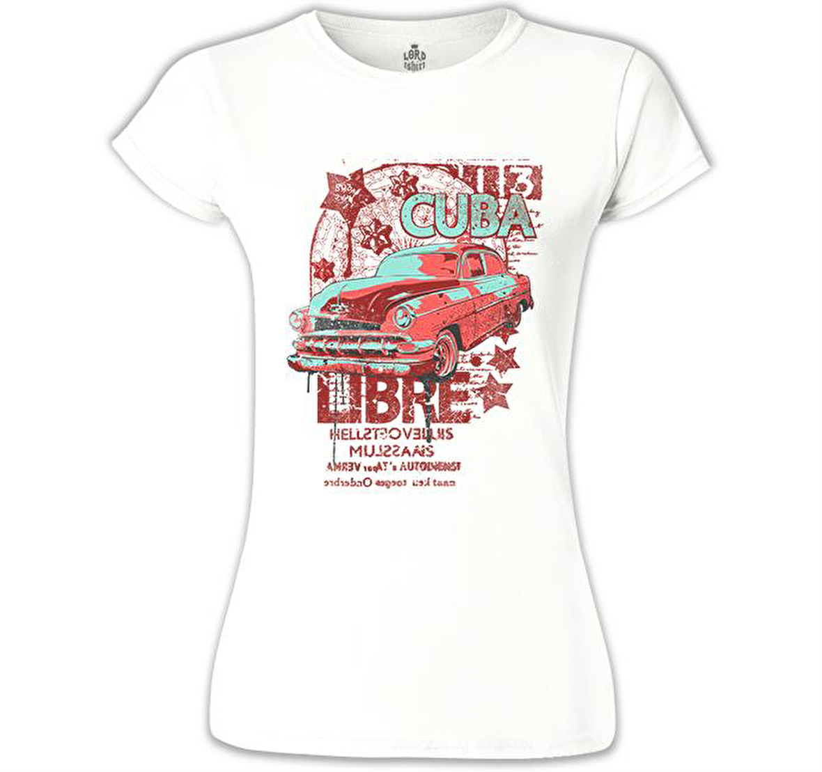 Küba - Araba Beyaz Bayan Tshirt