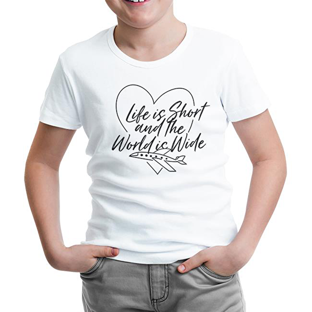 Life is Short Beyaz Çocuk Tshirt