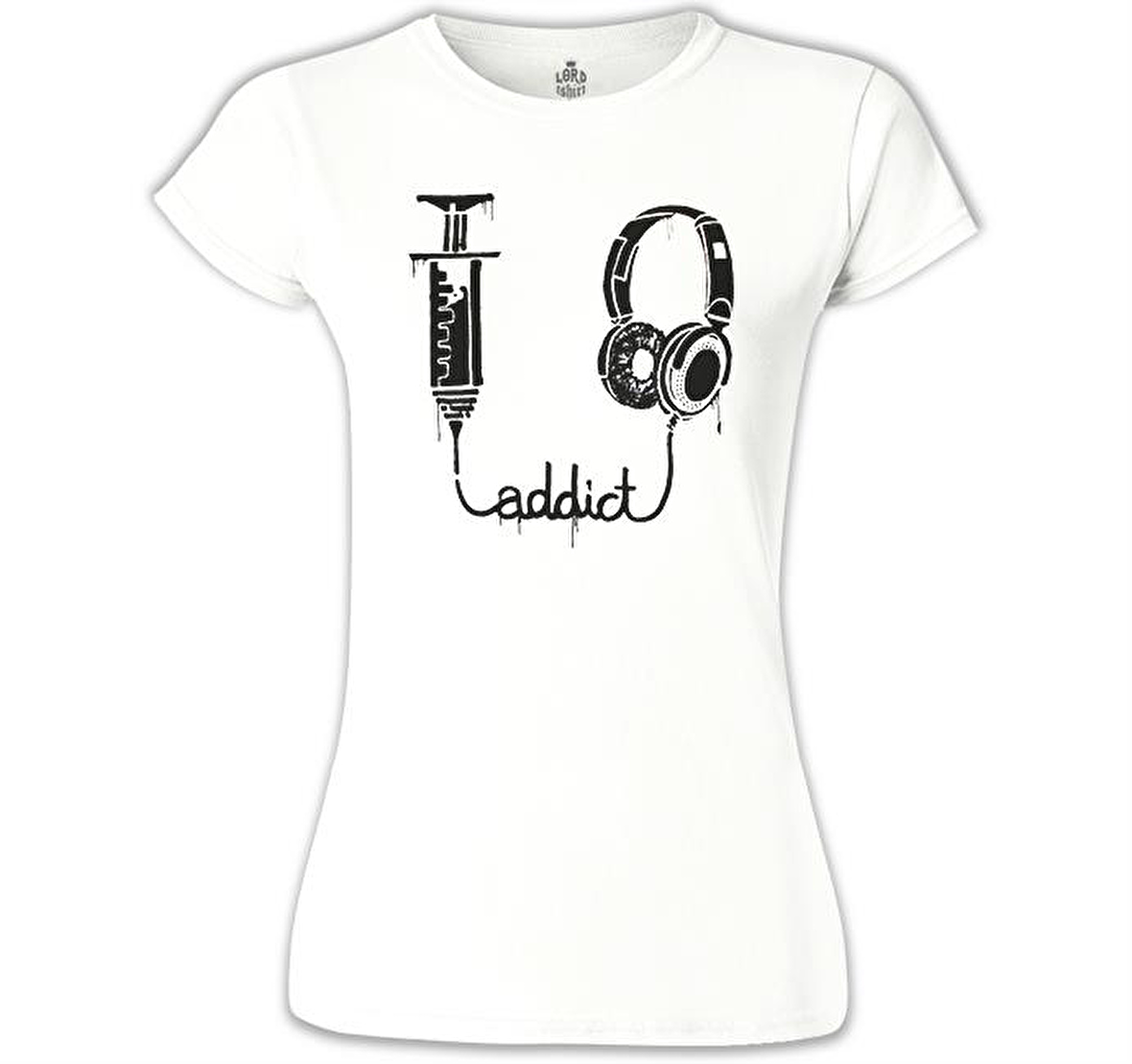 Müzik - Addict Beyaz Bayan Tshirt