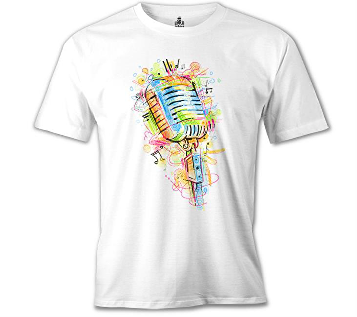 Mikrofon - Notalar Beyaz Erkek Tshirt