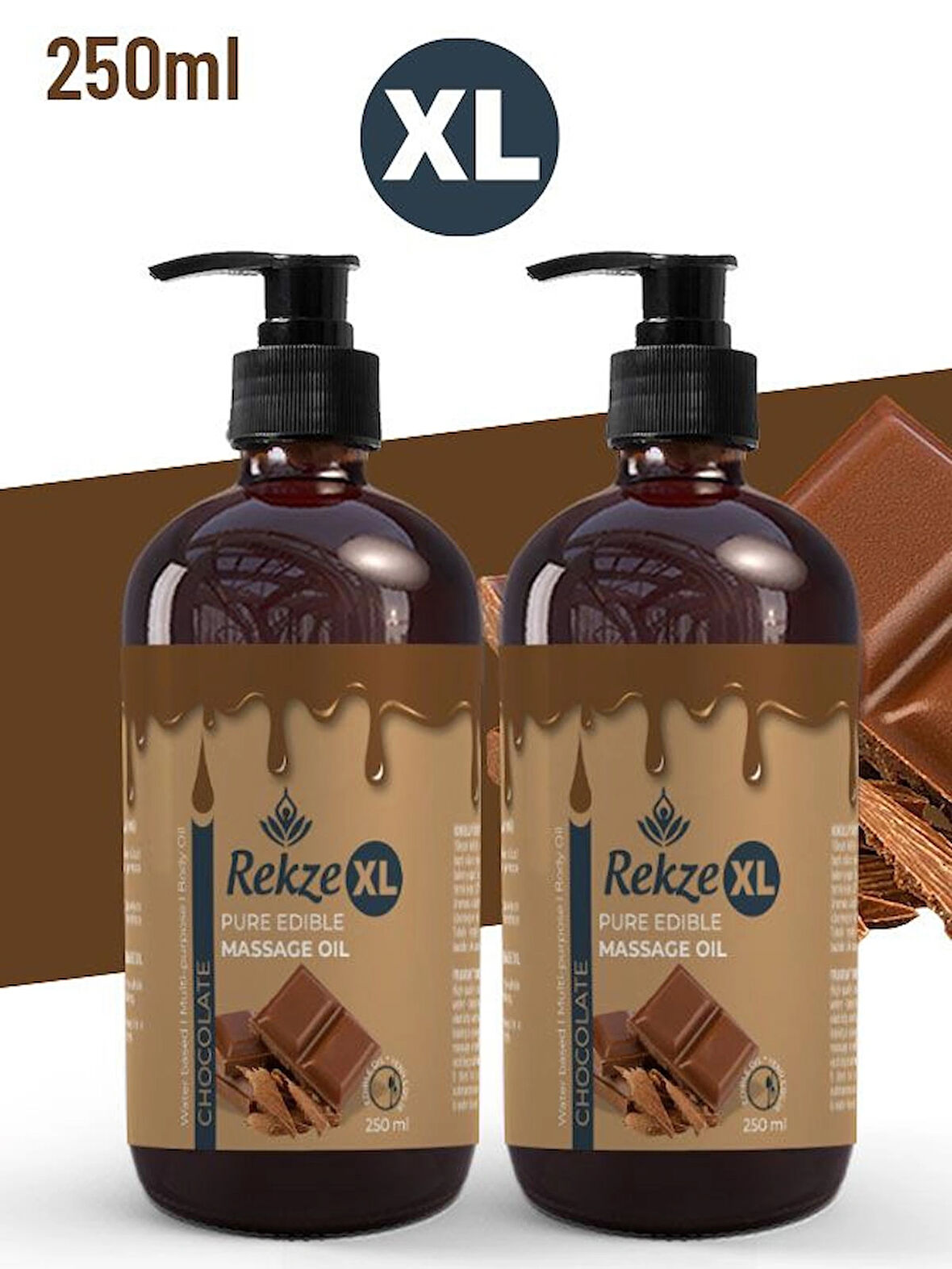 Rekze Masaj Yagı 2 Adet Yenilebilir Büyük Boy Cıkolata Masaj Yagı 250 ml