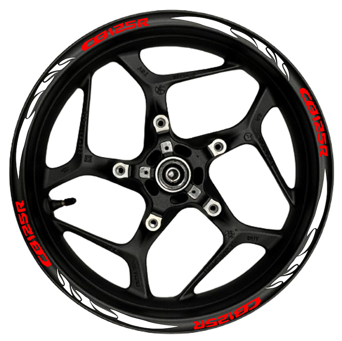 mixgiftzCB125R kırmızı yazılı  beyaz pençe şeritli