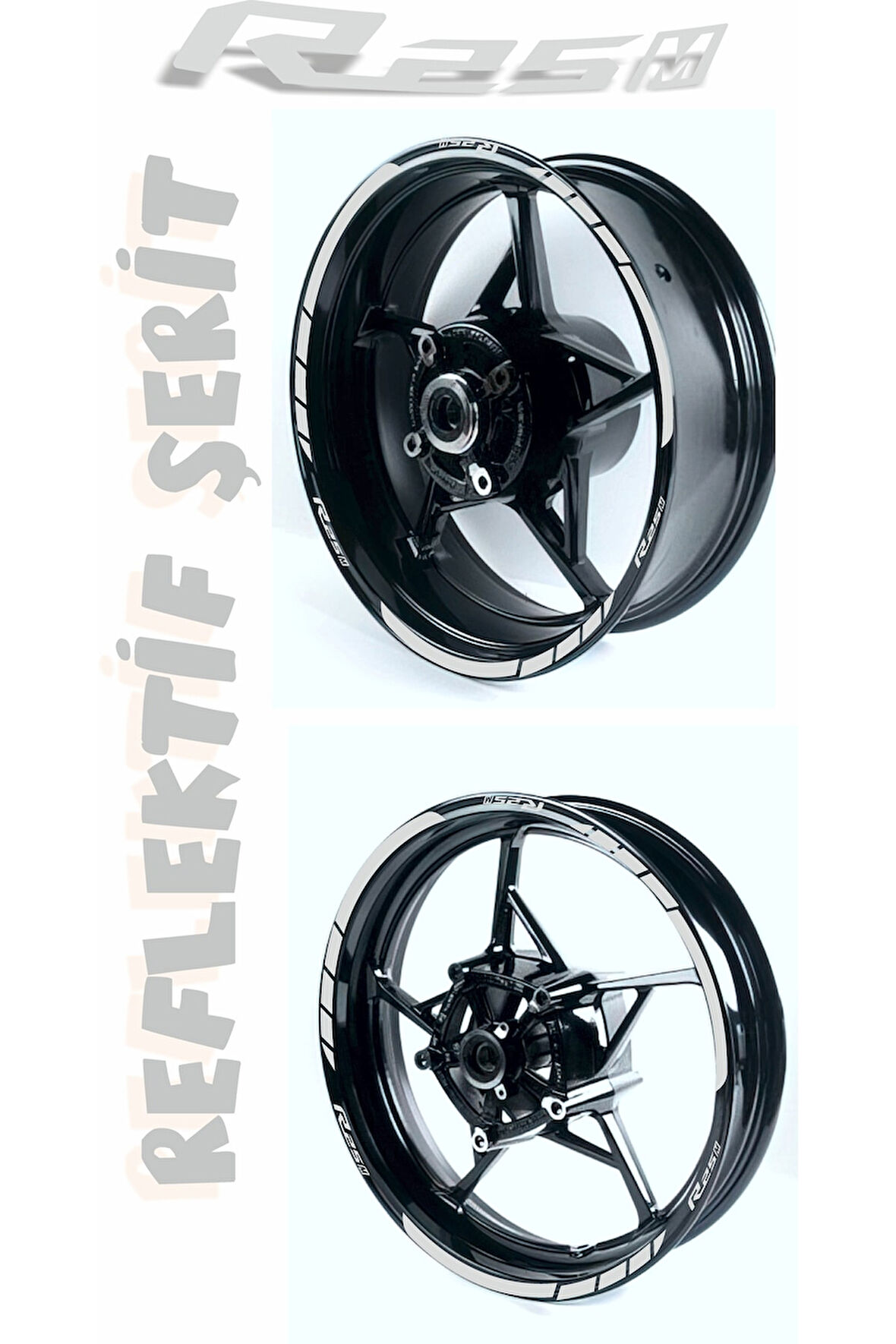 mixgiftzYamaha R25 MJant Şeridi ,jant özel yeni sticker Reflektif Beyaz özel yeni uyumlu