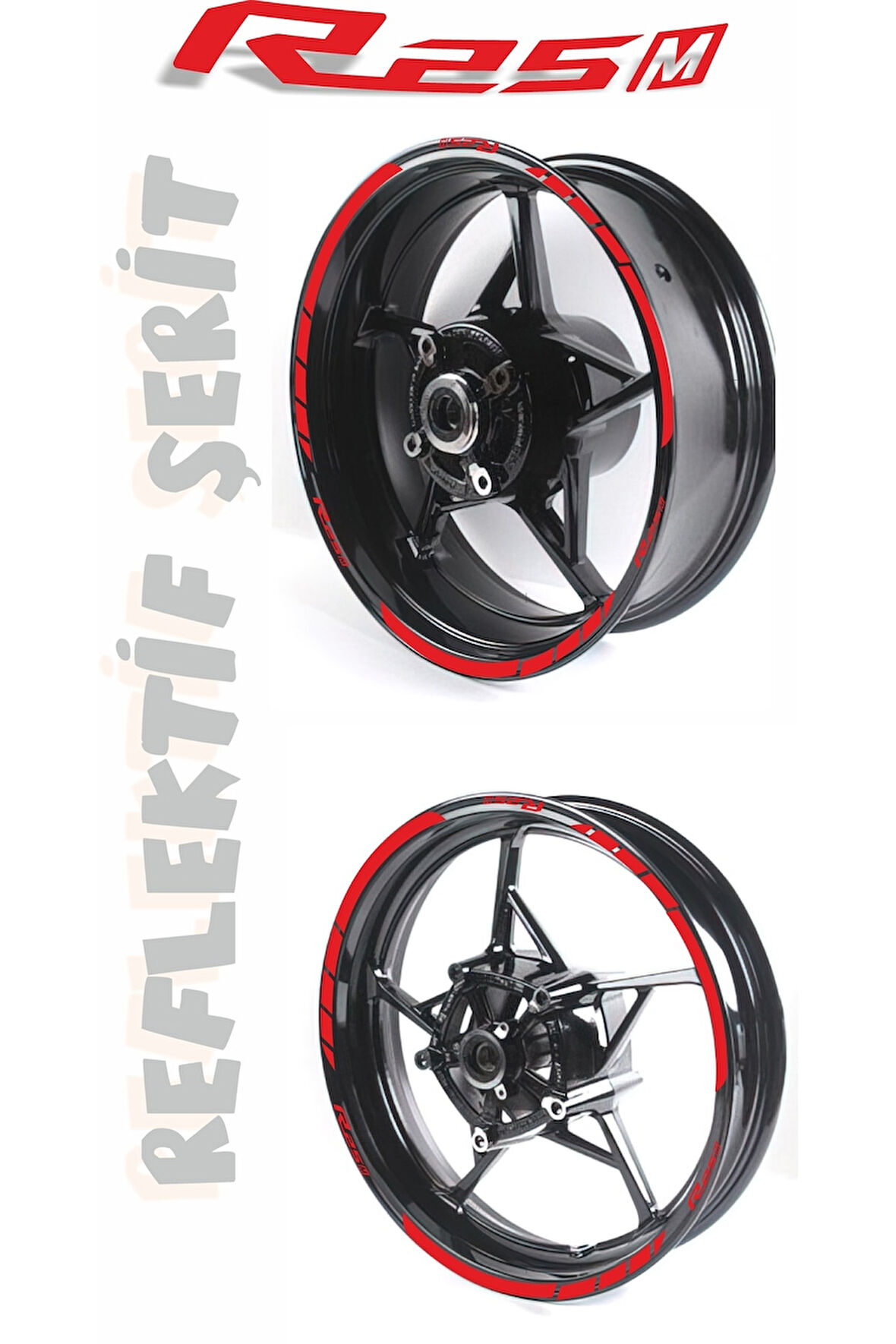mixgiftzJant Şeridi Yamaha R25 M Uyumlu Reflektif Kırmızı Sağ-Sol/Ön-Arka