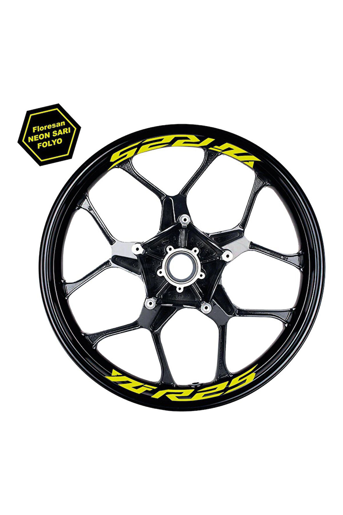 mixgiftzYamaha Yzf R25 Yazılı 8Li Jant İçi Yazı Sticker Etiket Neon Sarı