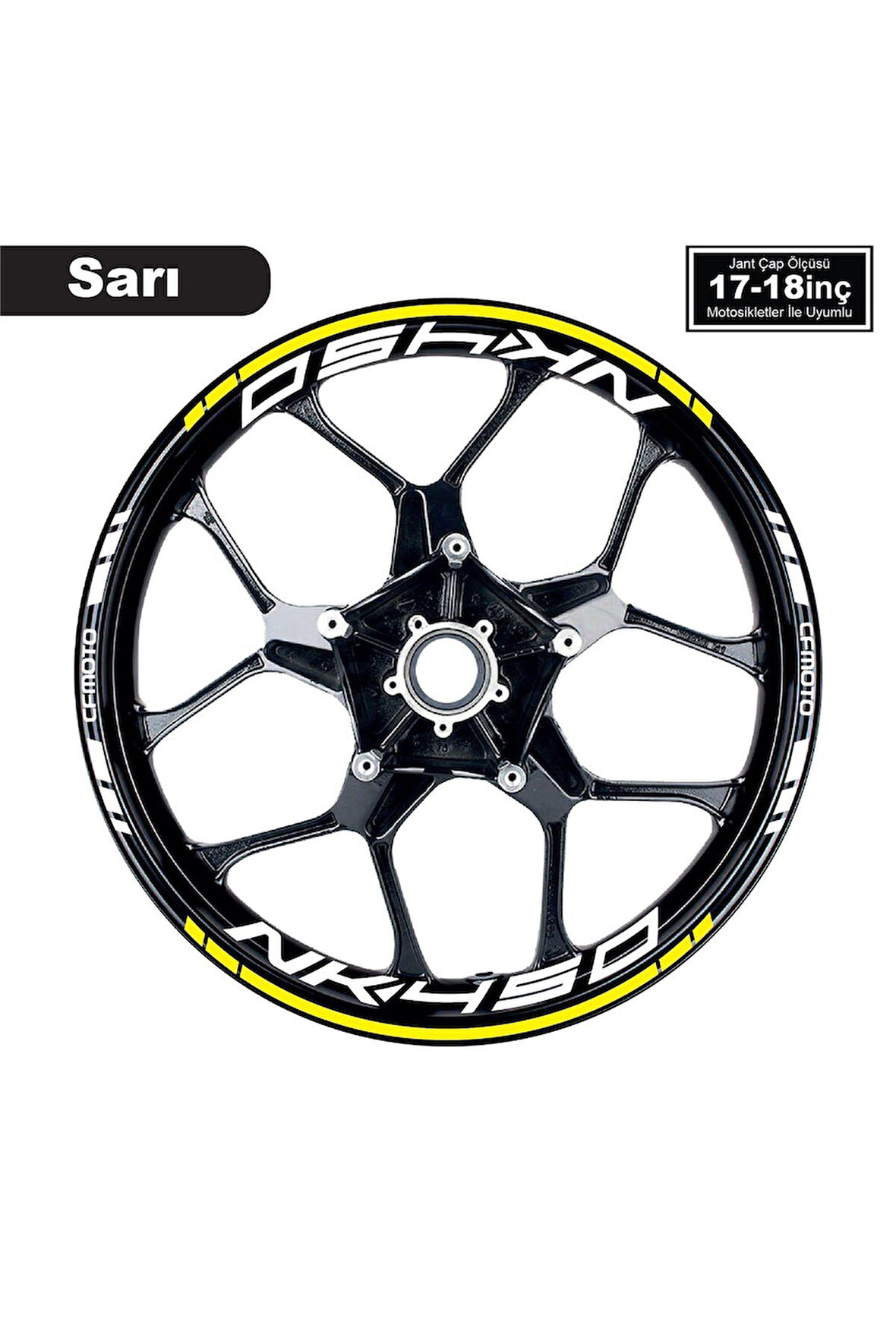 mixgiftzSarı CFMOTO 450NK Motosiklet Jant Sticker Etiket Modeli İç & Dış Takım