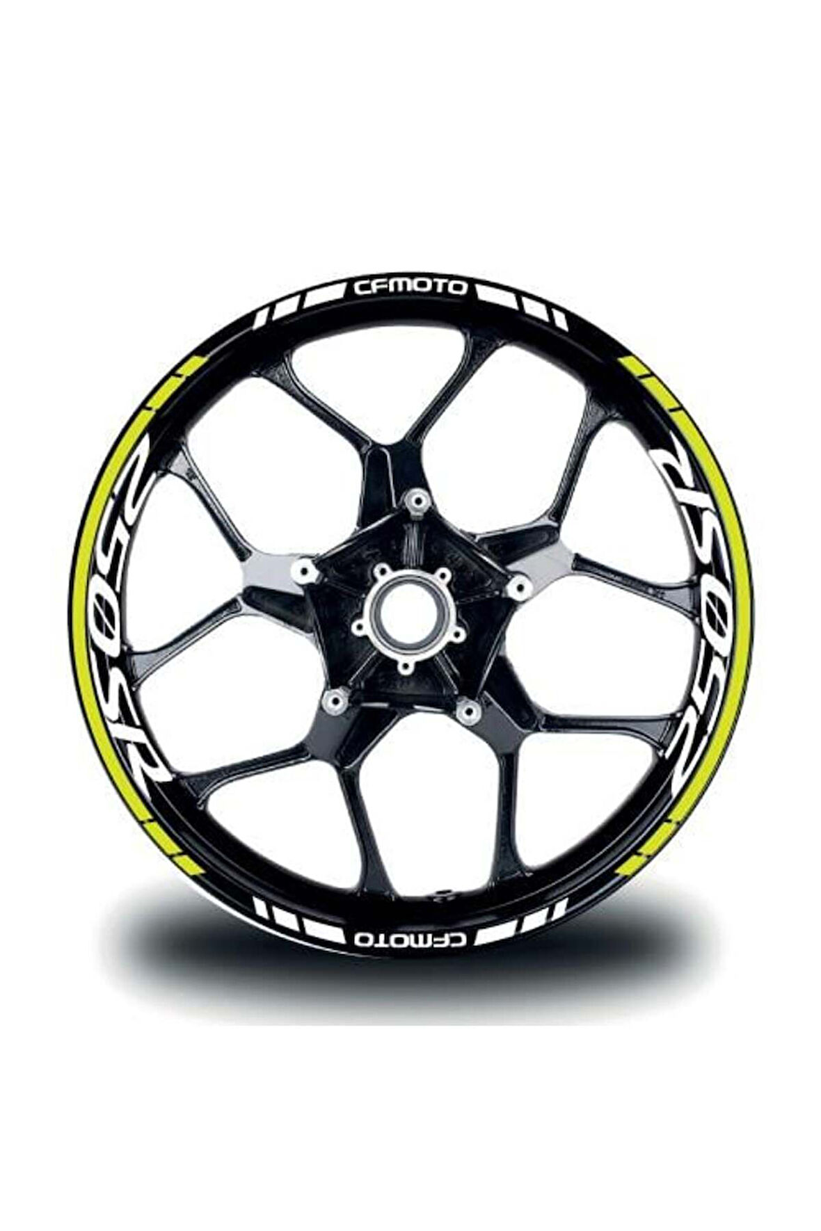 mixgiftzCFMOTO 250SR Jant Sticker İç & Dış Takım Etiket Modeli Neon Sarı - Beyaz