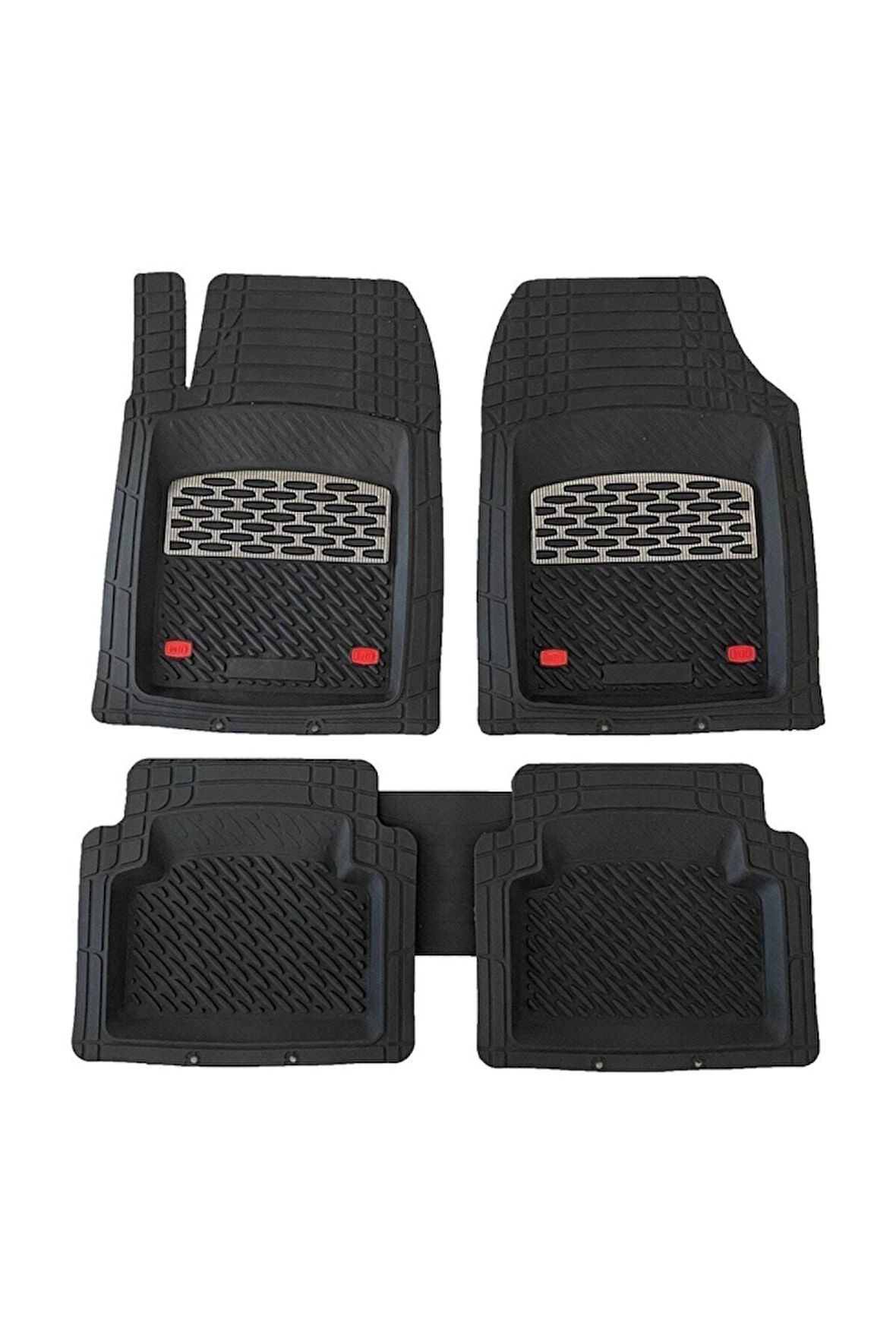 Oto Paspasları Ford Fiesta Uyumlu Universal Derin Havuzlu Paspas Krom Karbon 295Xseri