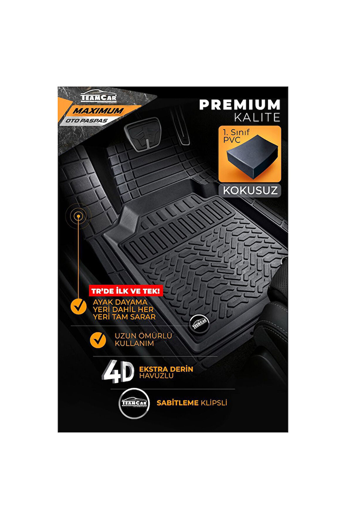 Skoda Roomster ile Uyumlu 4D Havuzlu Kutulu Maximum Paspas Siyah