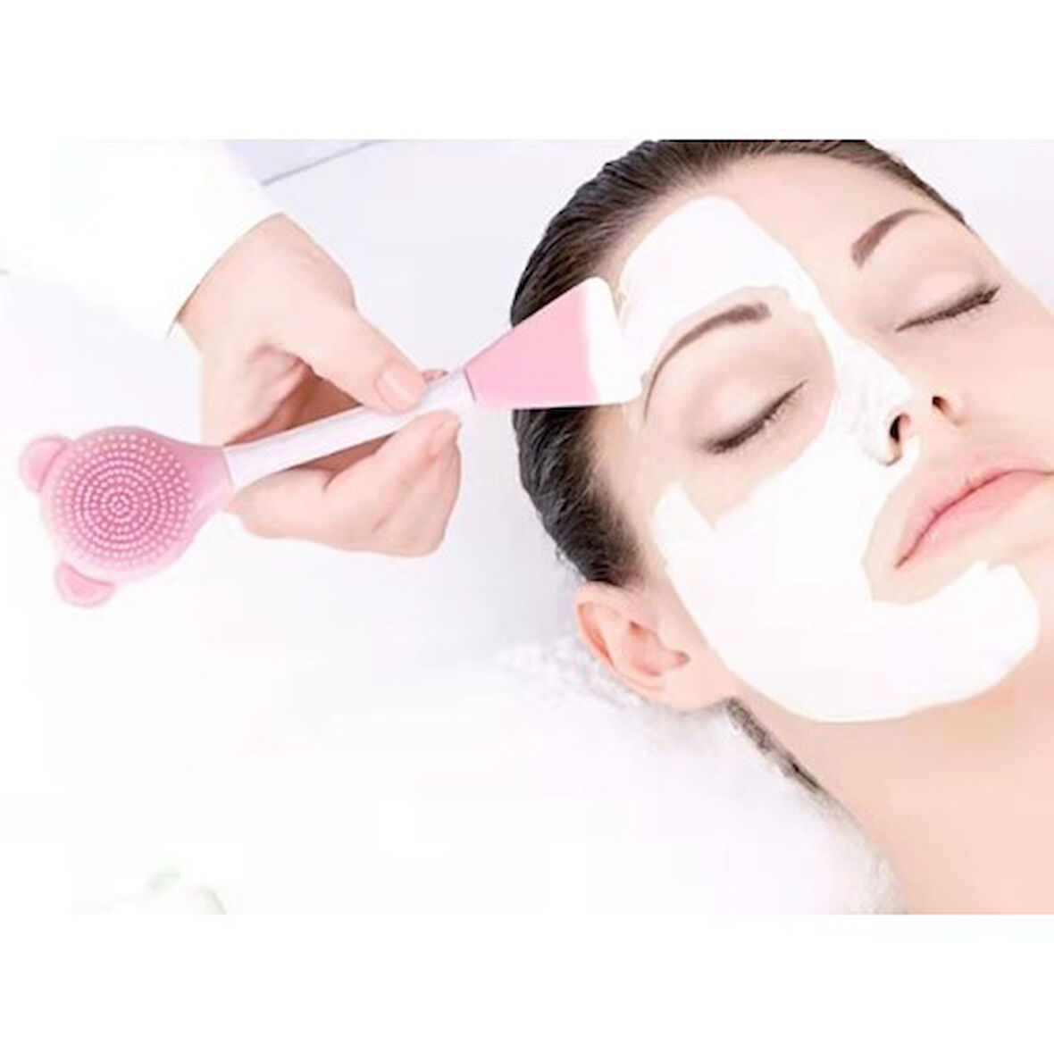 Silikon Yüz Temizleme Fırçası ve Maske Uygulama Spatulası