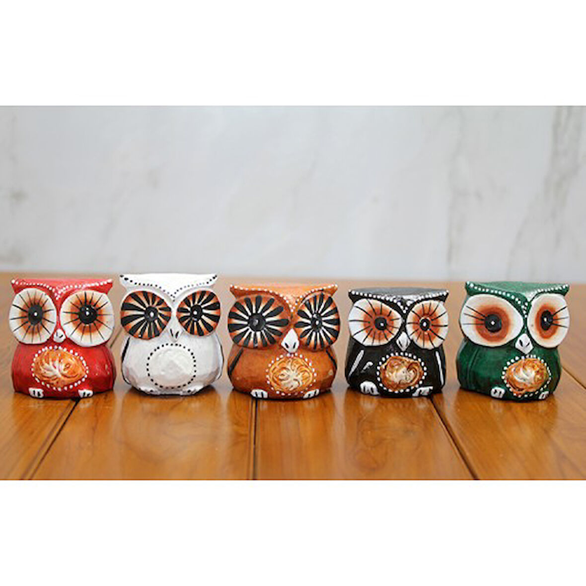 Ahşap 5'li Baykuş Seti Model 3