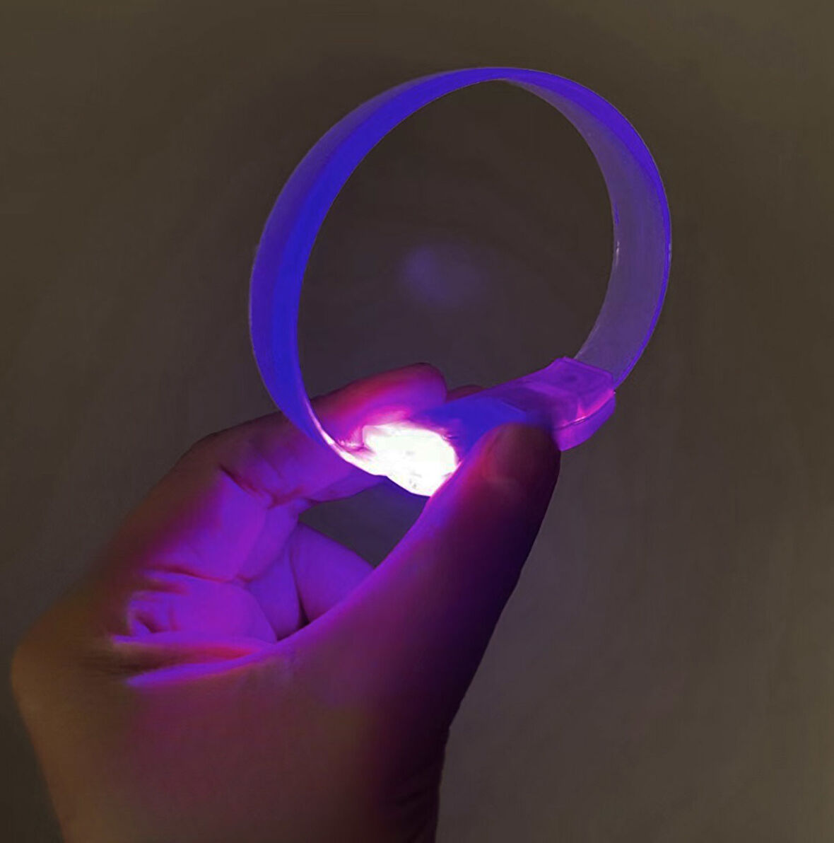 3 Modlu Pilli LED Işıklı Esnek Parti Bilekliği Mor