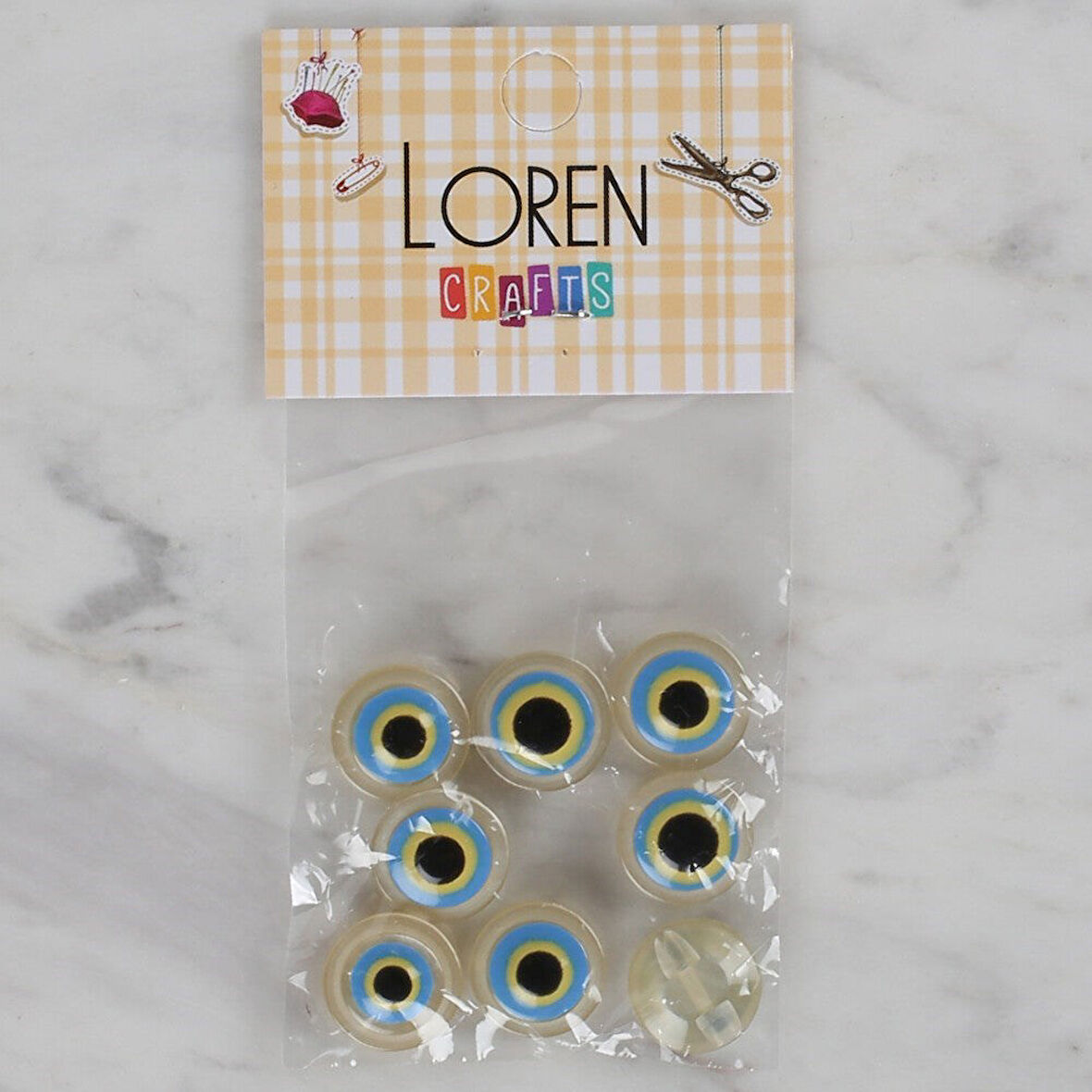 Loren Crafts krem 8 li nazar boncuğu düğme - 162