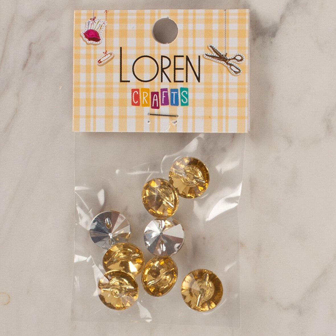 Loren Crafts altın sarısı 8 li düğme - 207