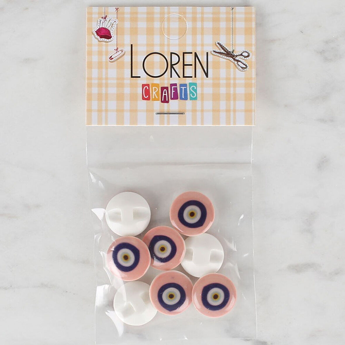 Loren Crafts 8 li Pudra Nazar Boncuğu Düğme - 685