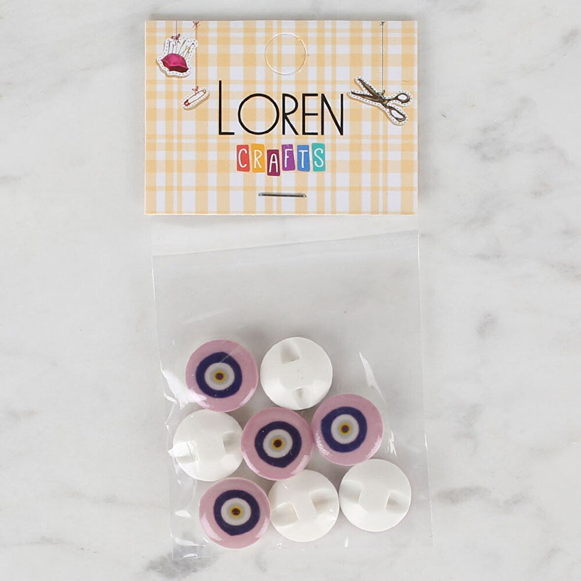 Loren Crafts 8 li Lila Nazar Boncuğu Düğme - 687