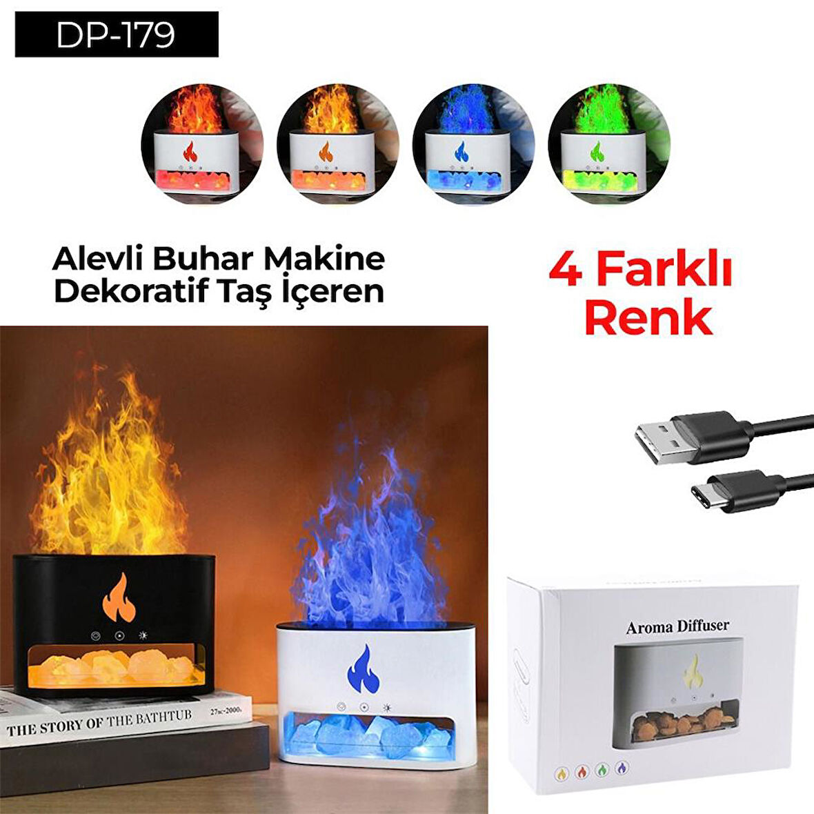 ALEVLİ BUHAR MAKİNE DEKORATİF TAŞ İÇEREN