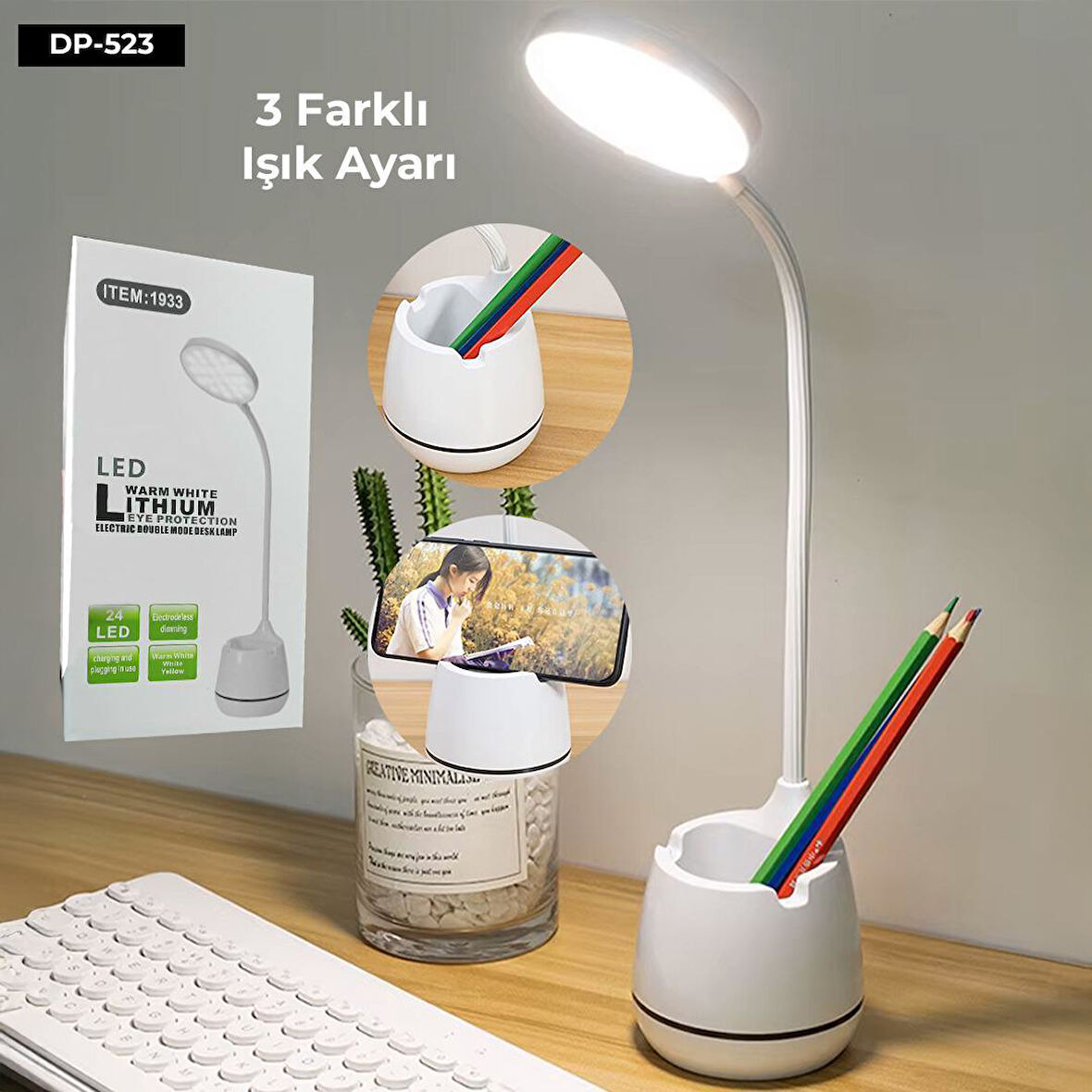 3 MODLU KIVRIMLI BÜKÜLEBİLİR MASA LAMBASI
