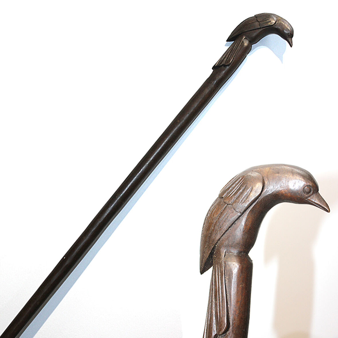 Özel Tasarım Maun Ağacı Kuş Tasarımı Baston No:34