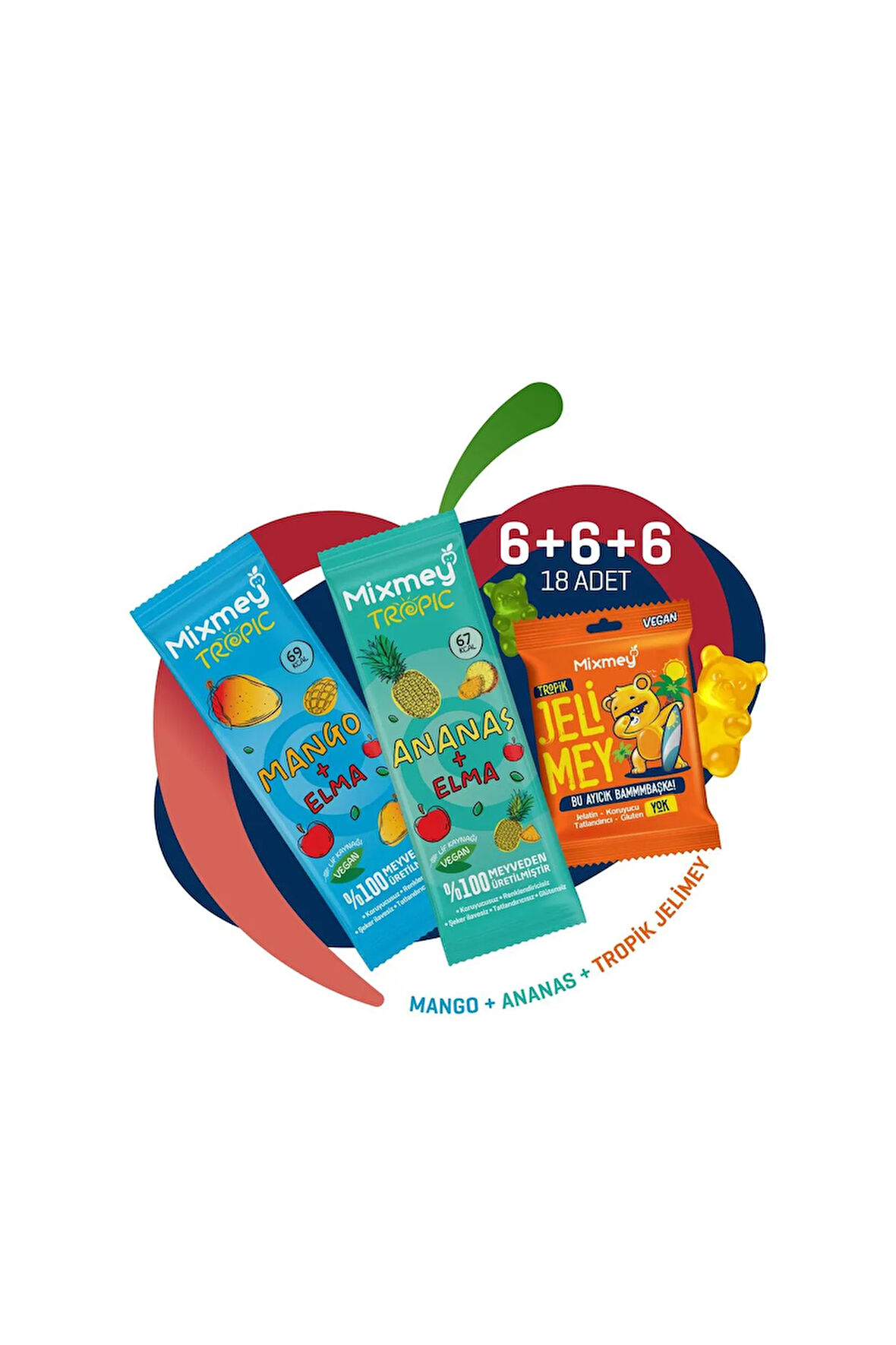 Tropik Jelimey + Meyve Bar Paketi 18’li | Vegan, Glutensiz Sağlıklı Atıştırmalık