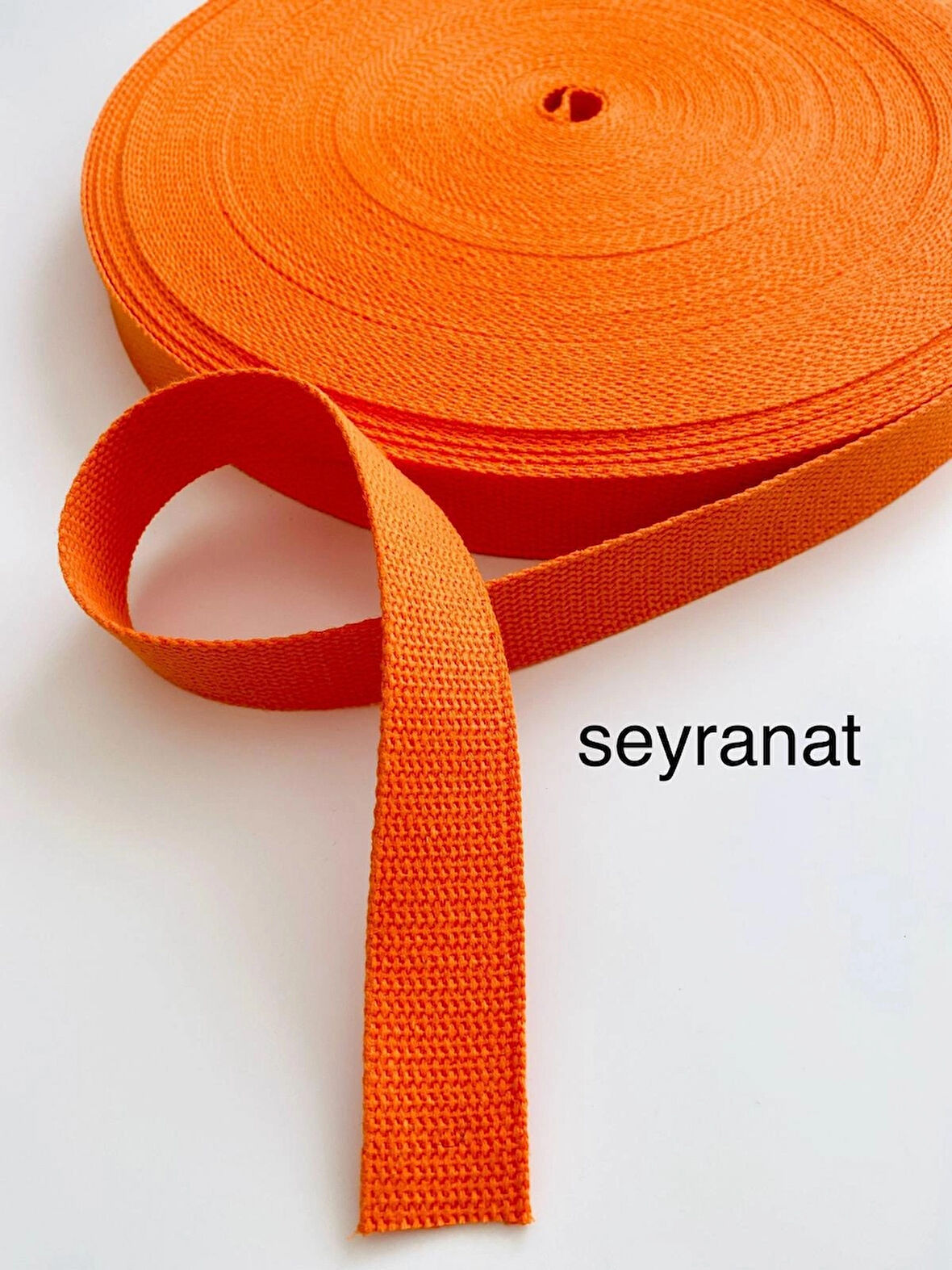 Turuncu Renk Şerit Kolon Dar Dokuma 3 cm 3 Metre Çanta Askısı Sapı