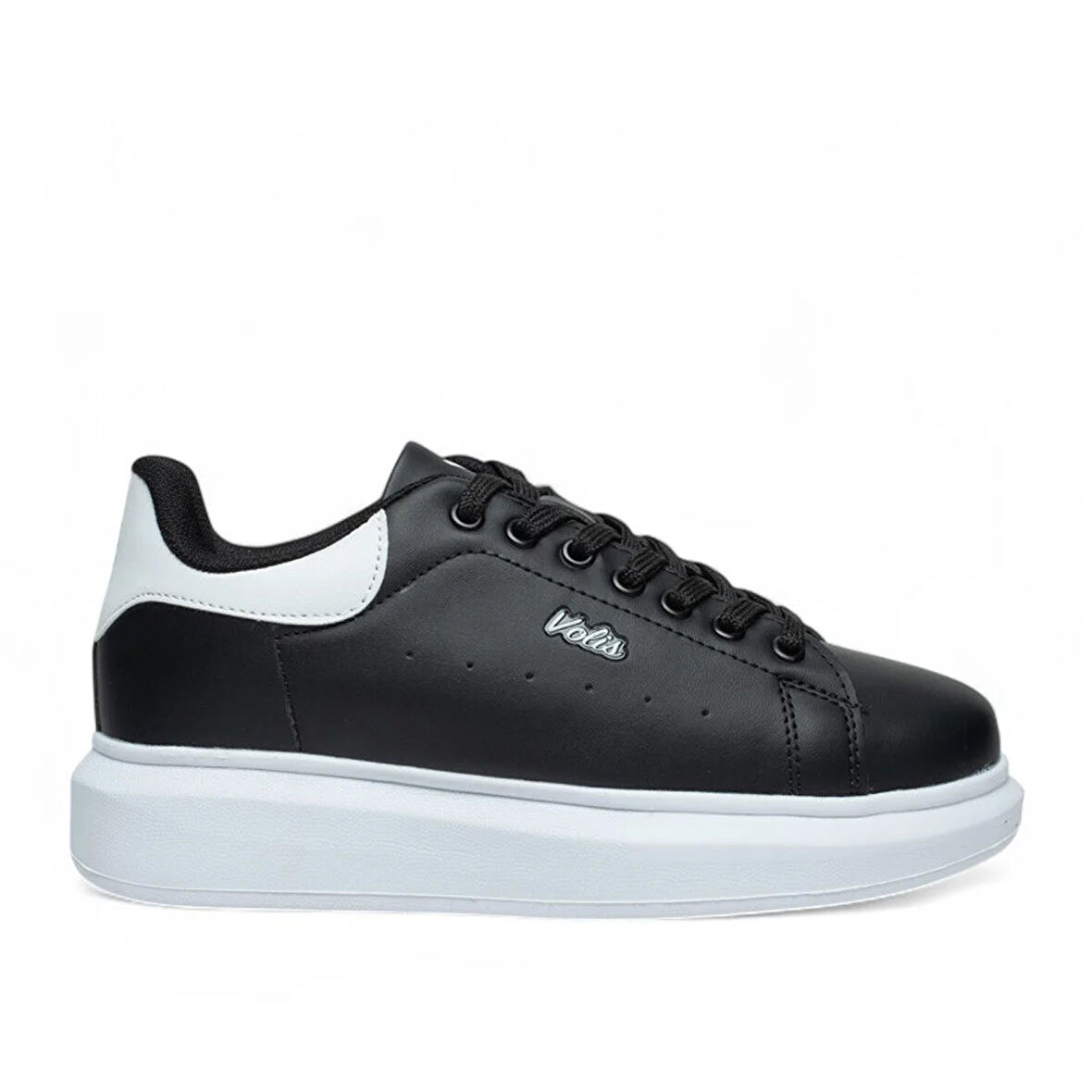 VOLİS Siyah-Beyaz Kalın Taban Günlük Bağcıklı Erkek Sneaker Ayakkabı