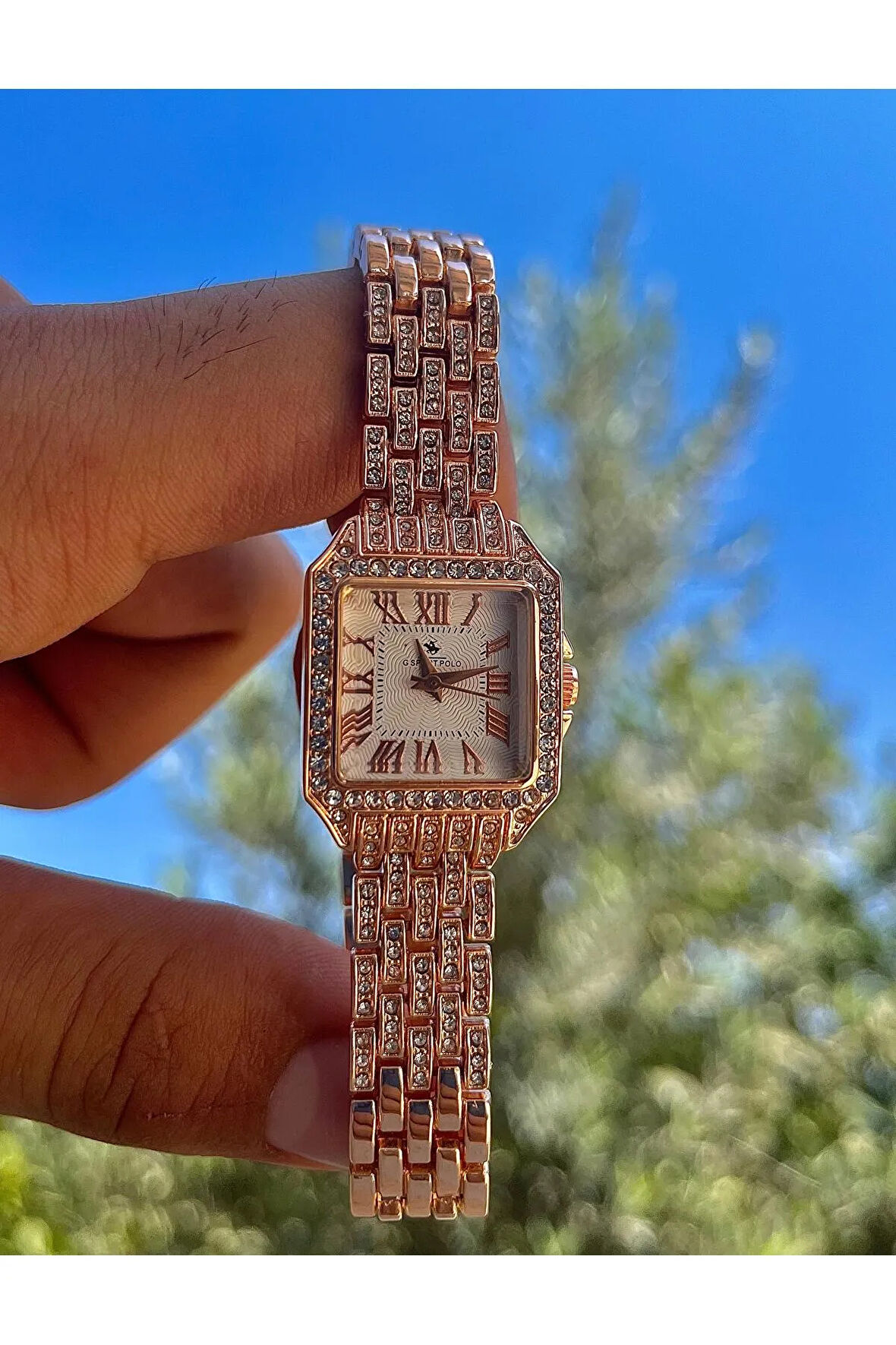 VINTAGE KARE TAŞLI MODEL ROMA RAKAMLI METAL KADIN KOL SAATİ