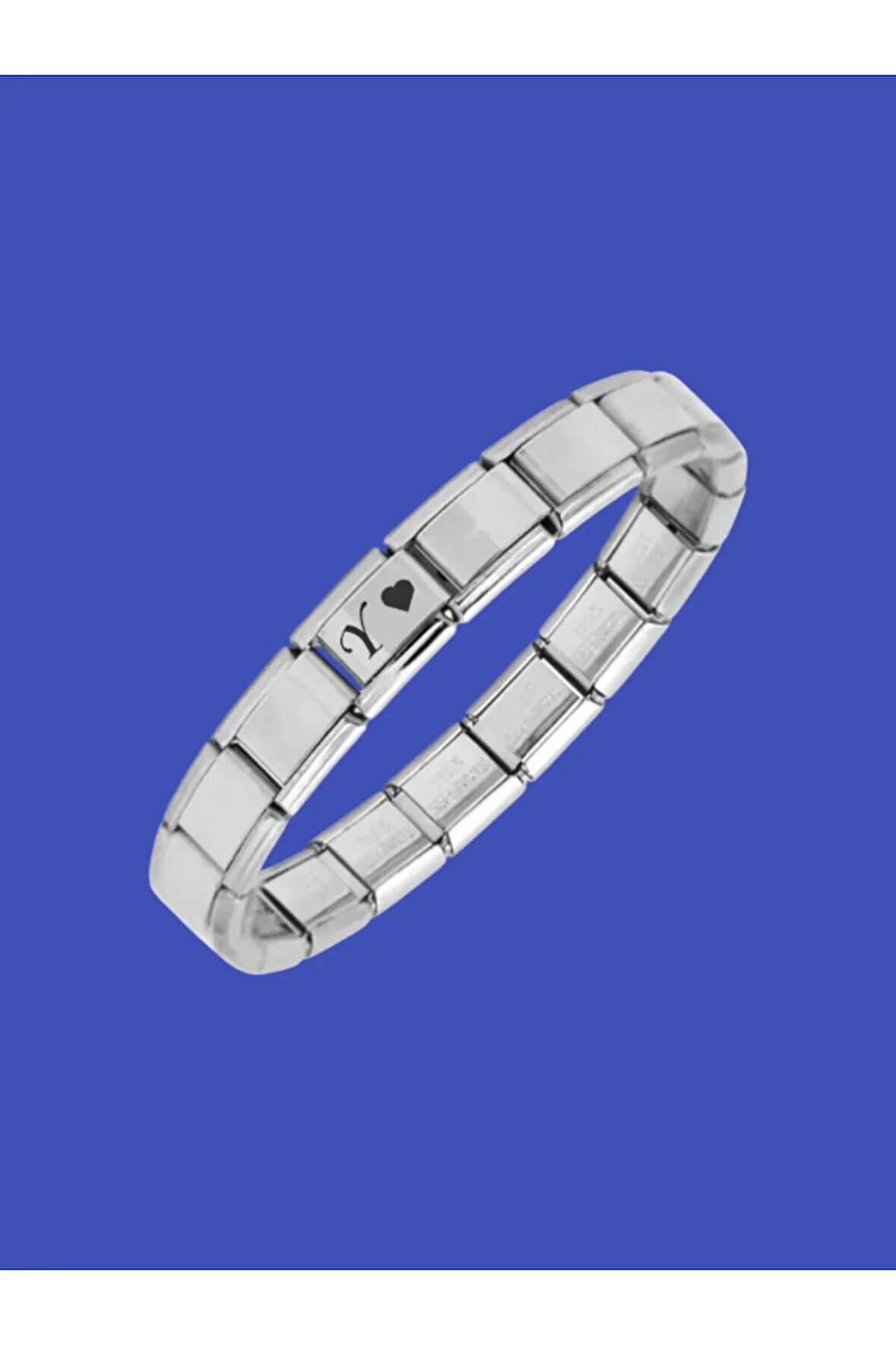 Çelik Bileklik İtalyan Charmlı Kalpli Harfli Kararmaz Solmaz En Güzel Hediye 1 Adet Uniseks Kutulu