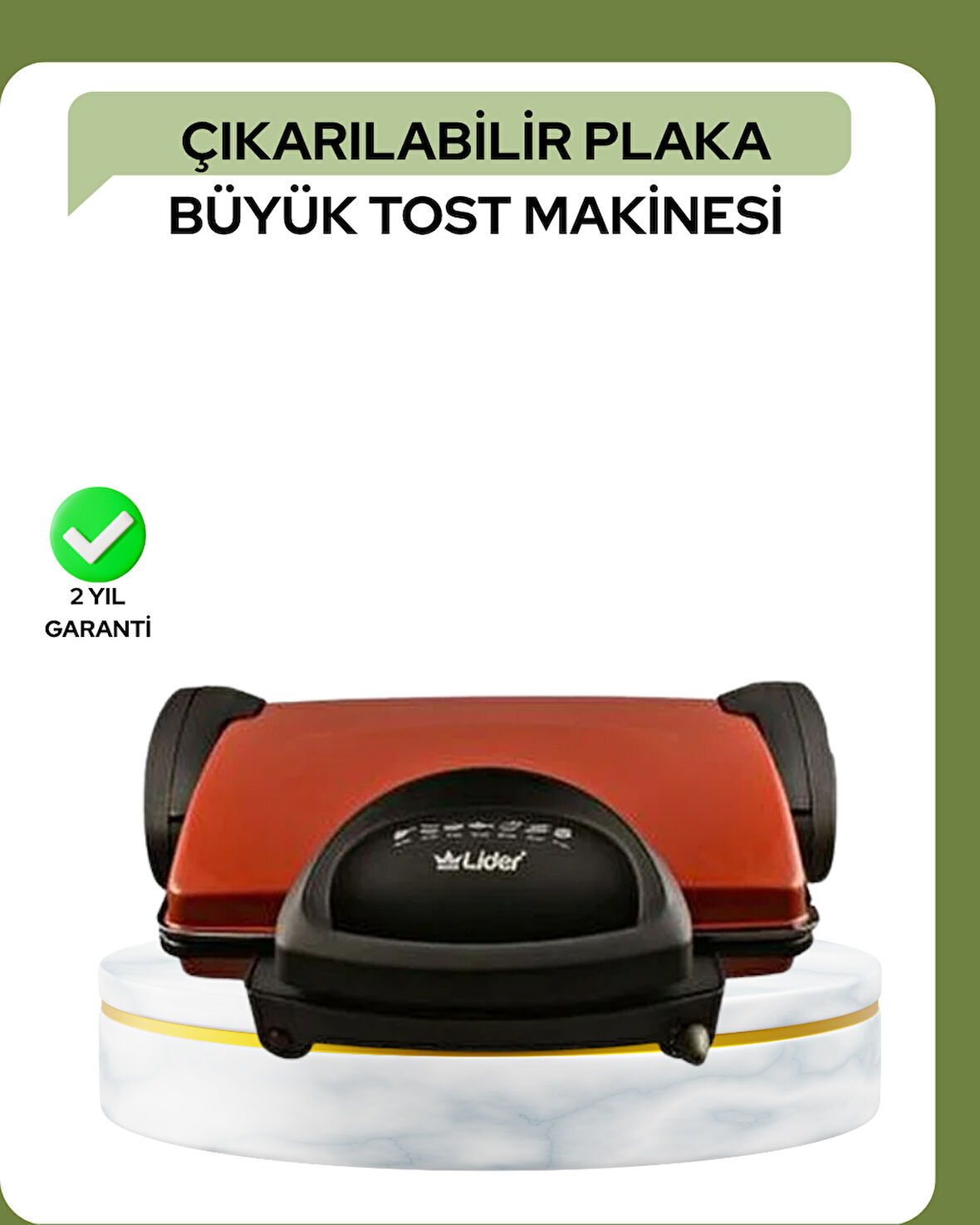 2000 Watt Teflon Tost Makinesi - Geniş Plaka, Ayarlanabilir Isı, Kolay Temizlik