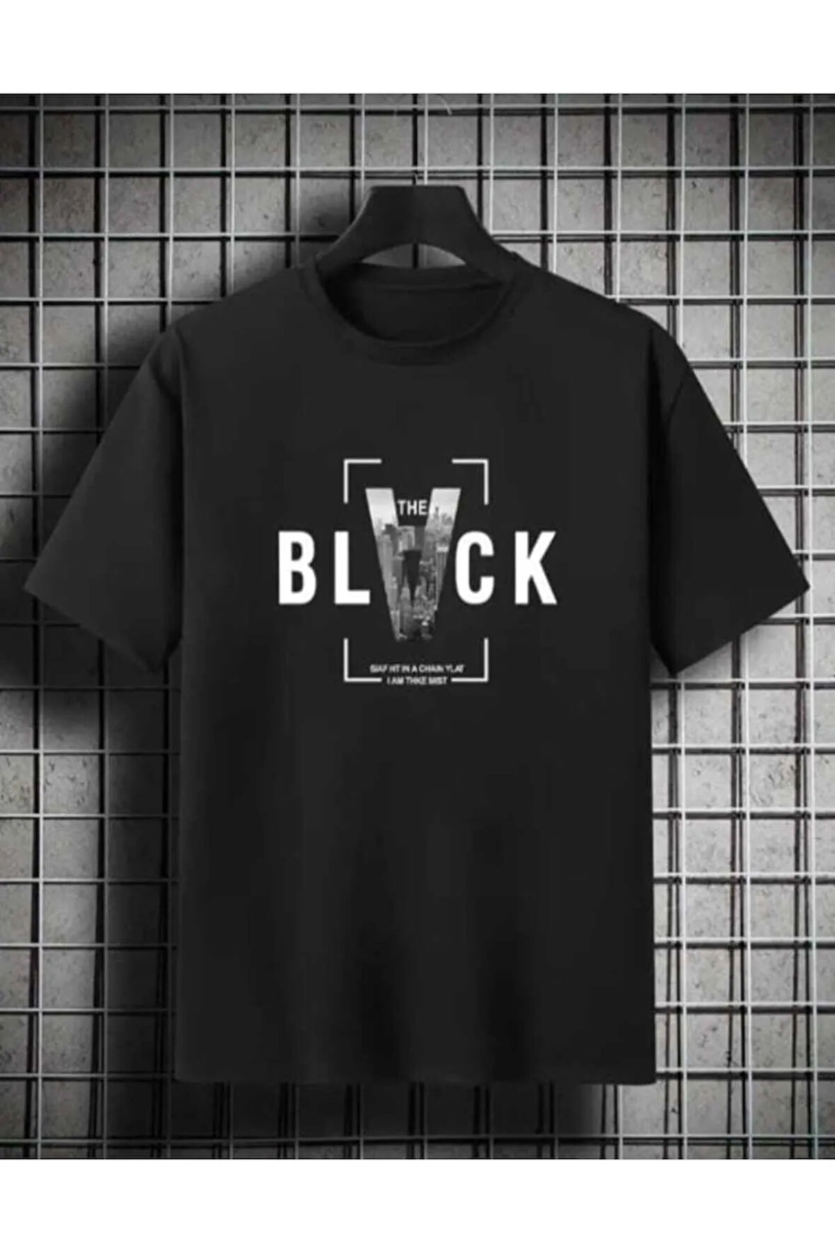 malkoçbey black baskılı oversize unisex basic o yaka t-şhirt