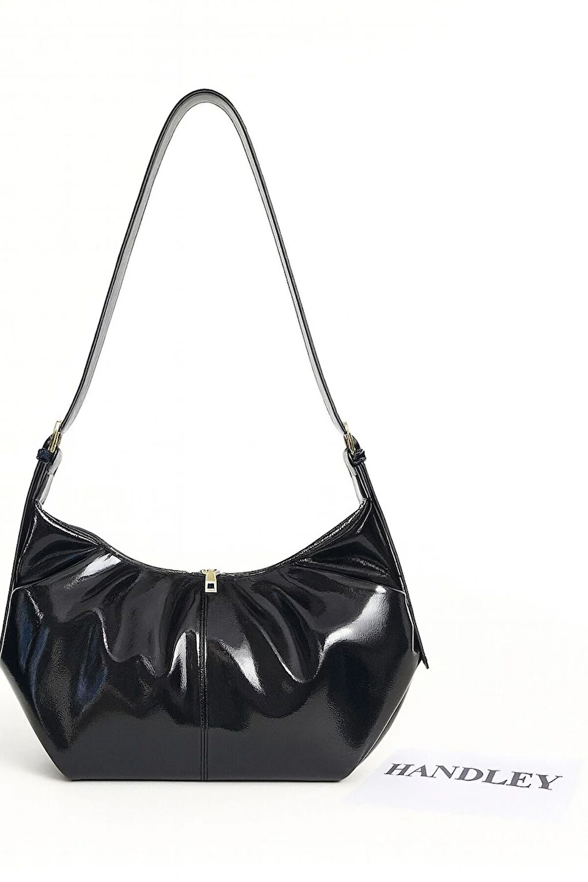 Lüks Deri Görünümlü Omuz ve Kol Çantası Pileli