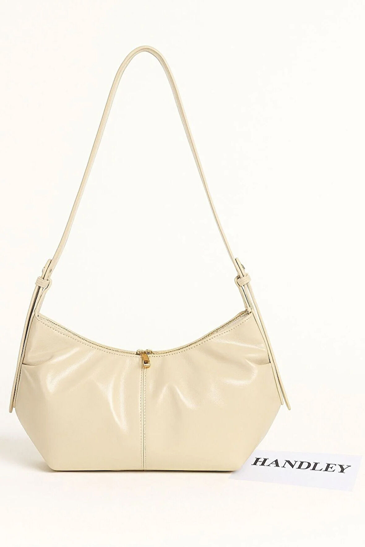 Lüks Deri Görünümlü Omuz ve Kol Çantası Pileli