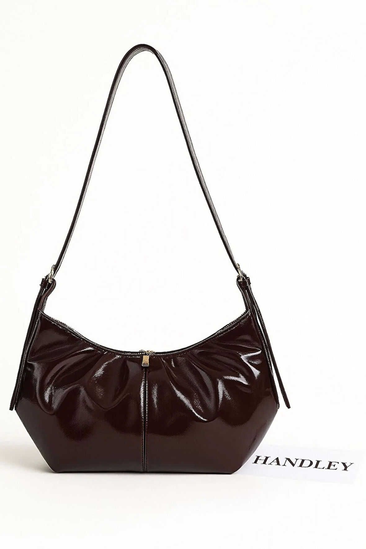 Lüks Deri Görünümlü Omuz ve Kol Çantası Pileli