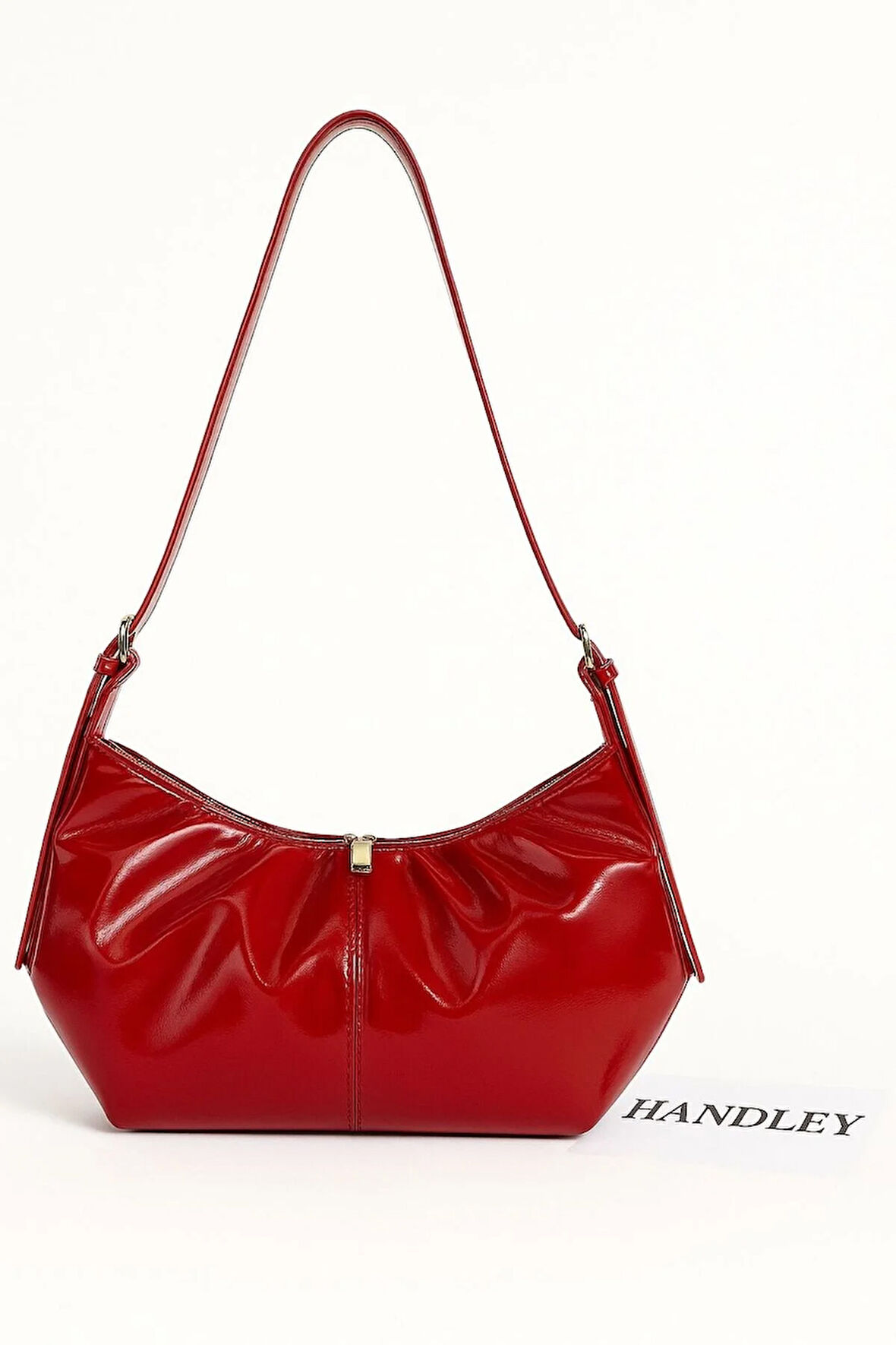 Lüks Deri Görünümlü Omuz ve Kol Çantası Pileli