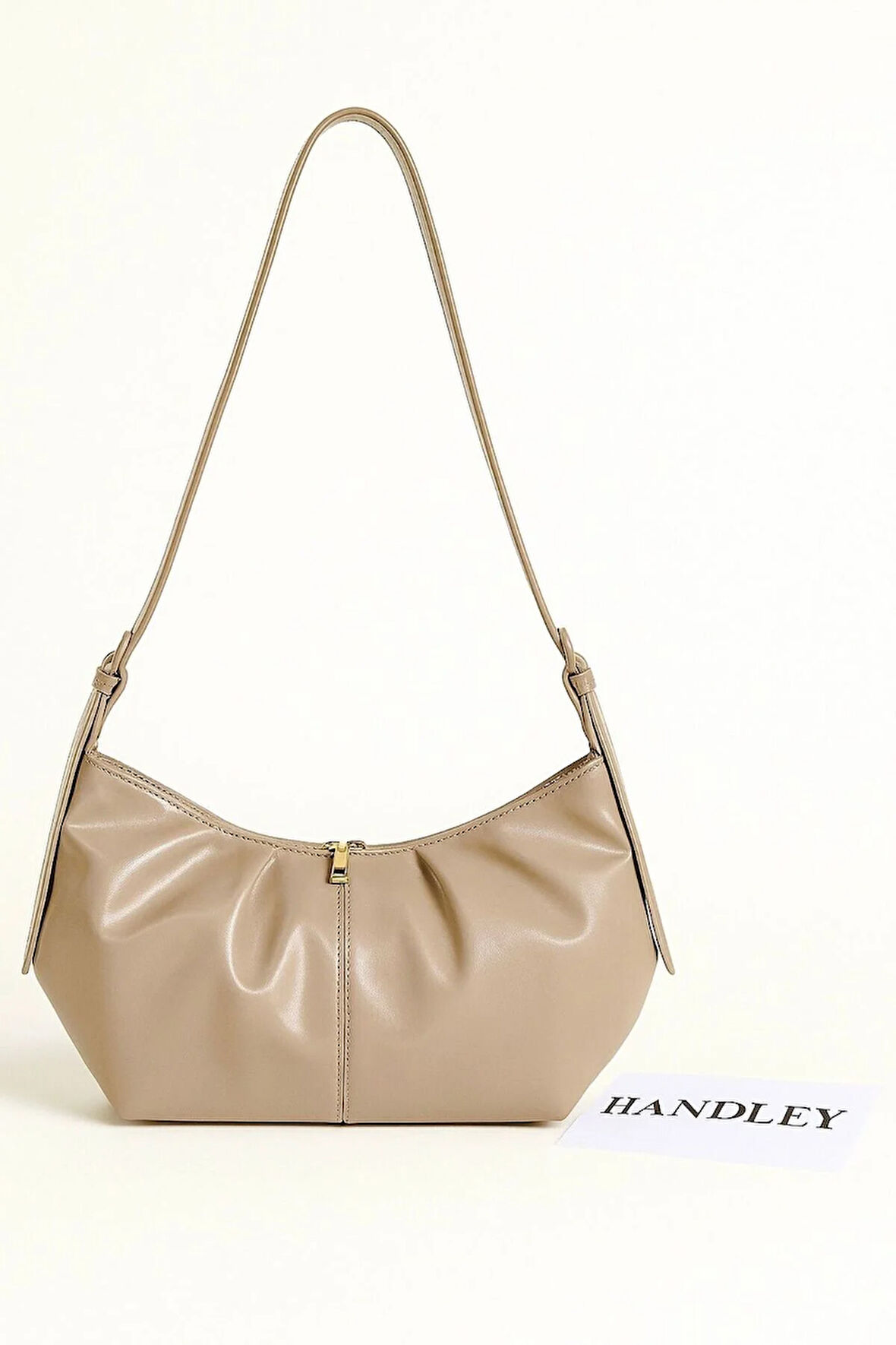 Lüks Deri Görünümlü Omuz ve Kol Çantası Pileli