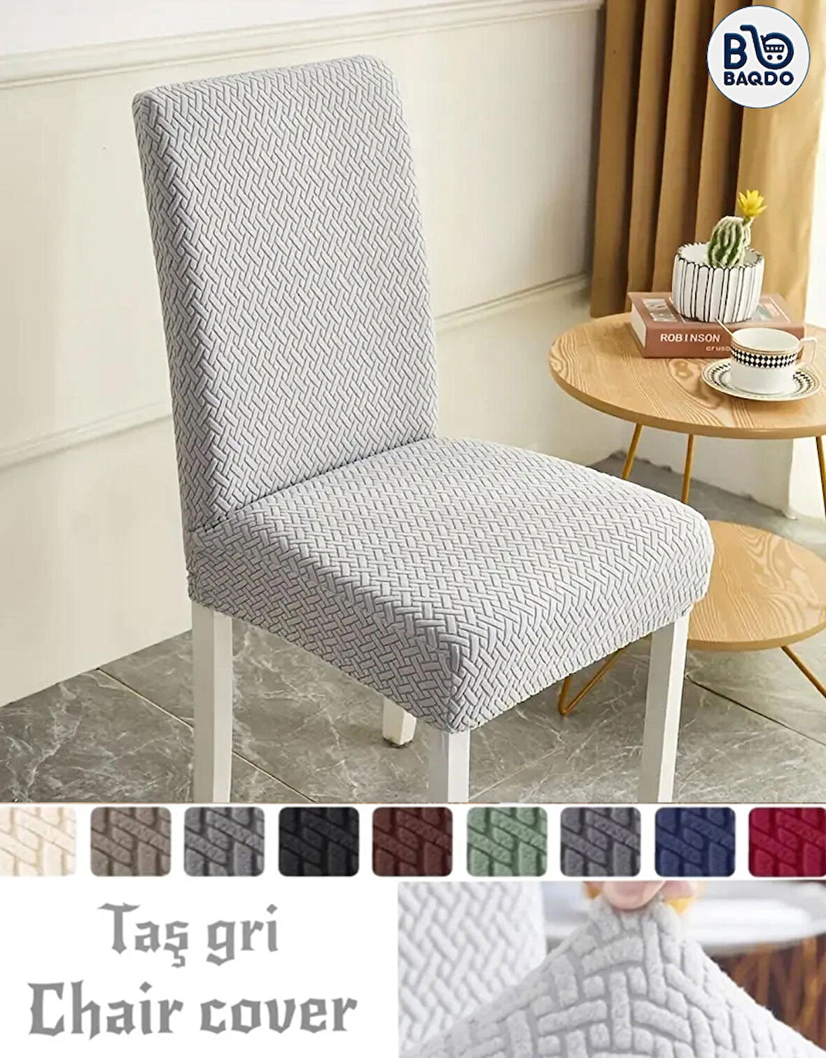 Tuğla Desen 6 adet Yüksek Kaliteli Sandalye Kılıfı, Sandalye Örtüsü, Lastikli, Likralı, Yıkanabılır
