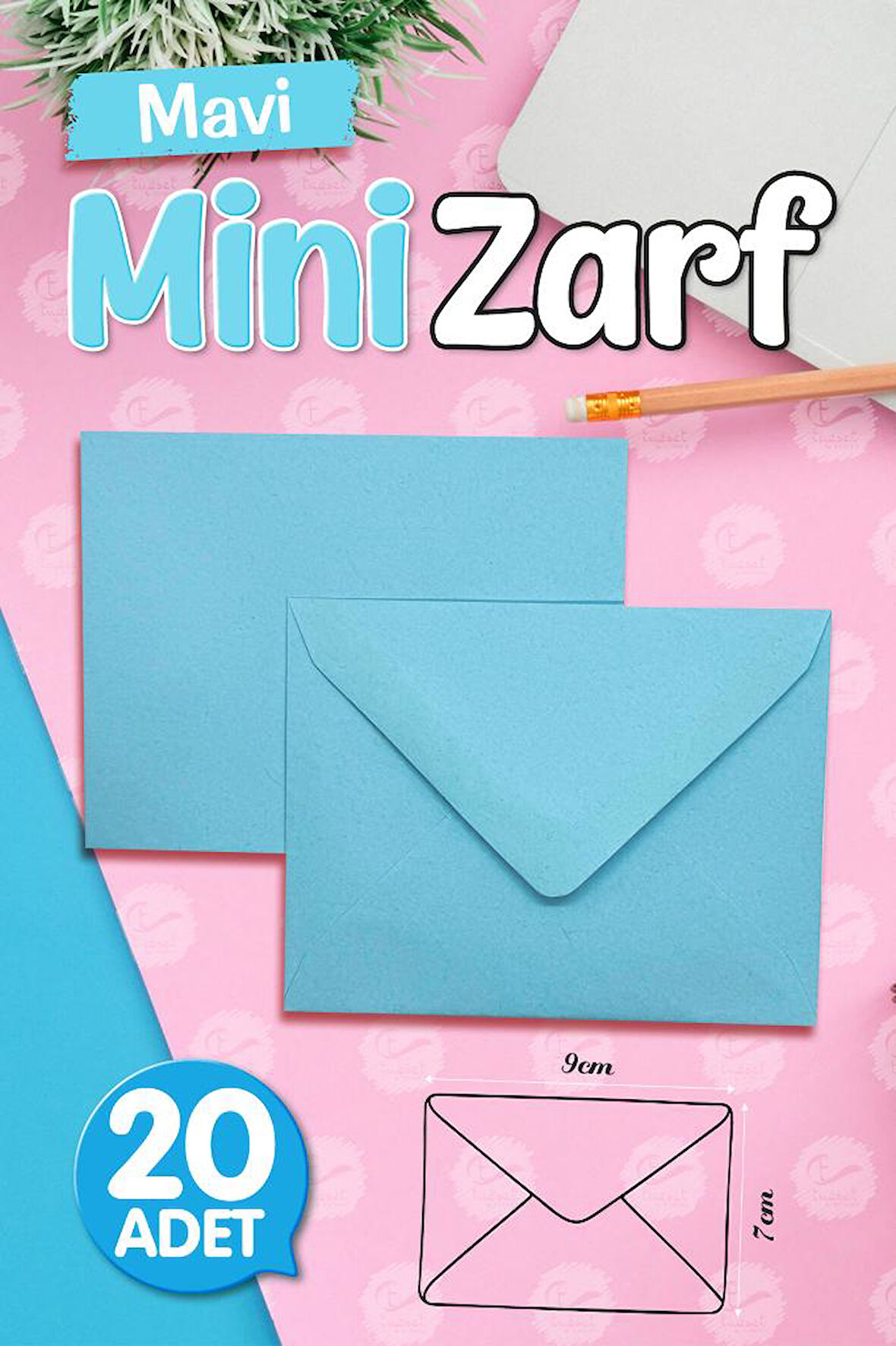 Mini Zarf Mavi 9x7 cm 20 adet-MZ117