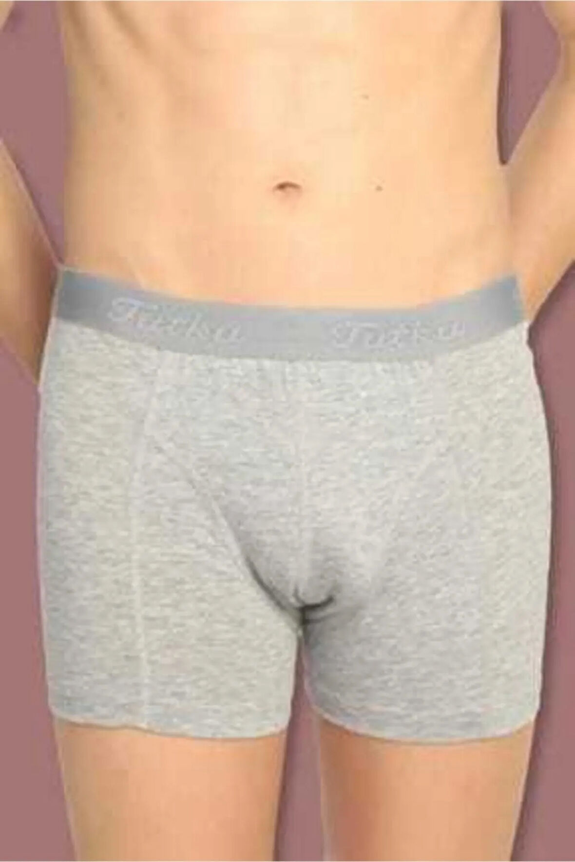 Erkek Gri 6li Paket Pamuklu Likralı Boxer