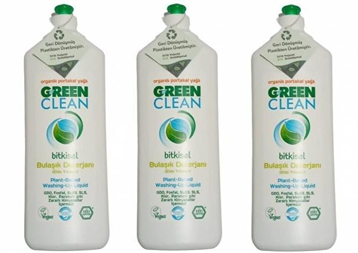 U Green Clean Organik Portakal Yağlı Bitkisel Bulaşık Deterjanı 730 ml 3'lü Set 