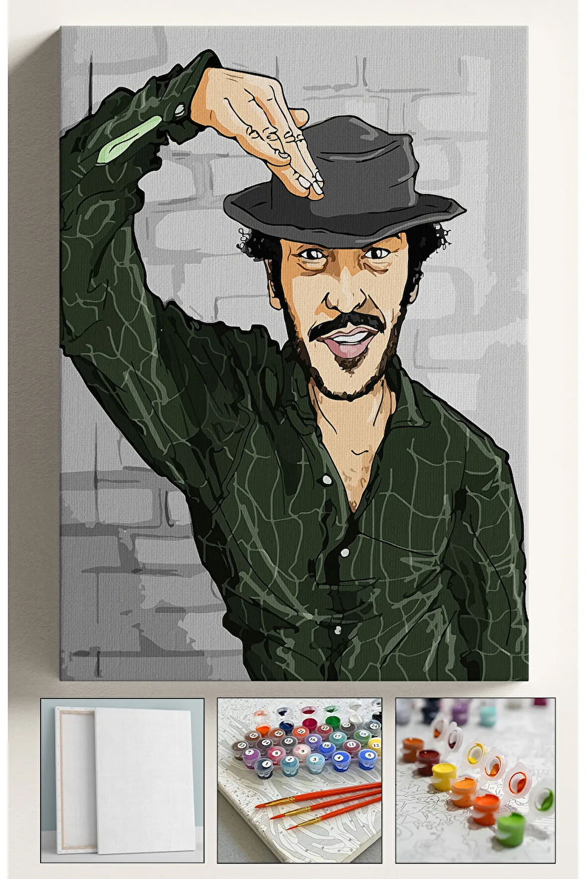 Sayılarla Boyama Seti Çerçeveli Hobi Seti Numaralı Tuval Fırça Boya Kasnaklı 40X50Cm ÖMER