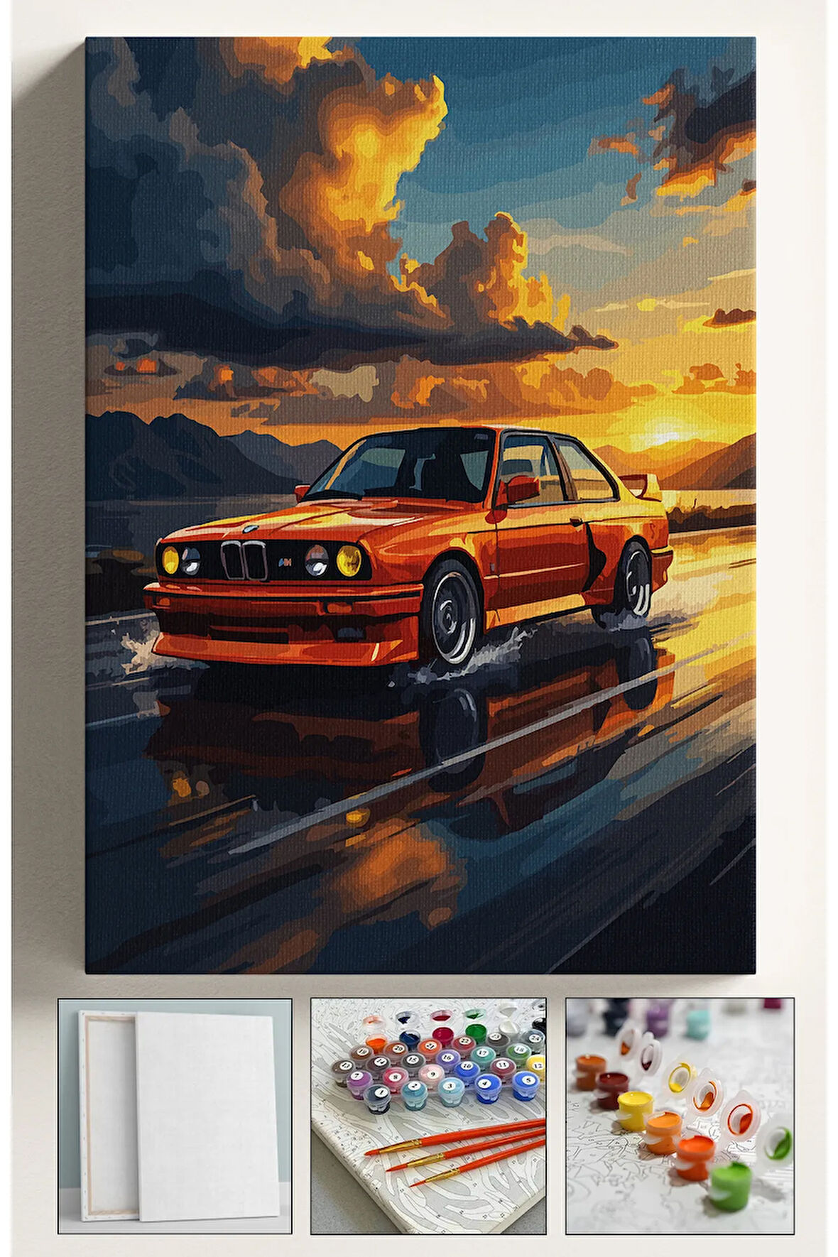 Sayılarla Boyama Seti Numaralı Tuval Fırça Boya Dahil Kasnaklı Set 40x50 Cm - TURUNCUBMW