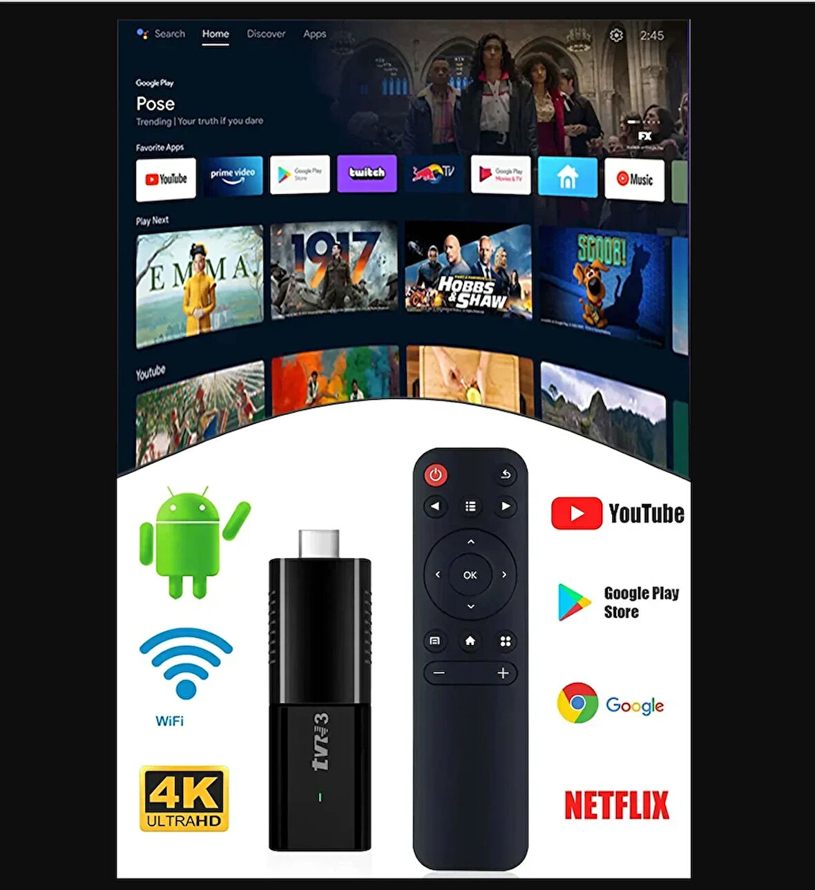 Ultra Hd Android Tv Box 4k Android Tv Tv Box Tv Stick Medya Oynatıcı Smart Tv Wifi