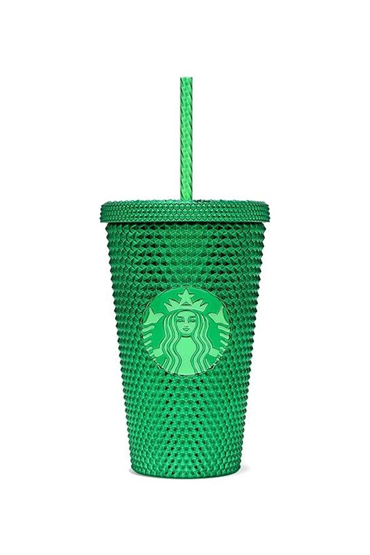 Starbucks Yeşil Parlak Işıltılı Pipetli Termos Bardak 473ml