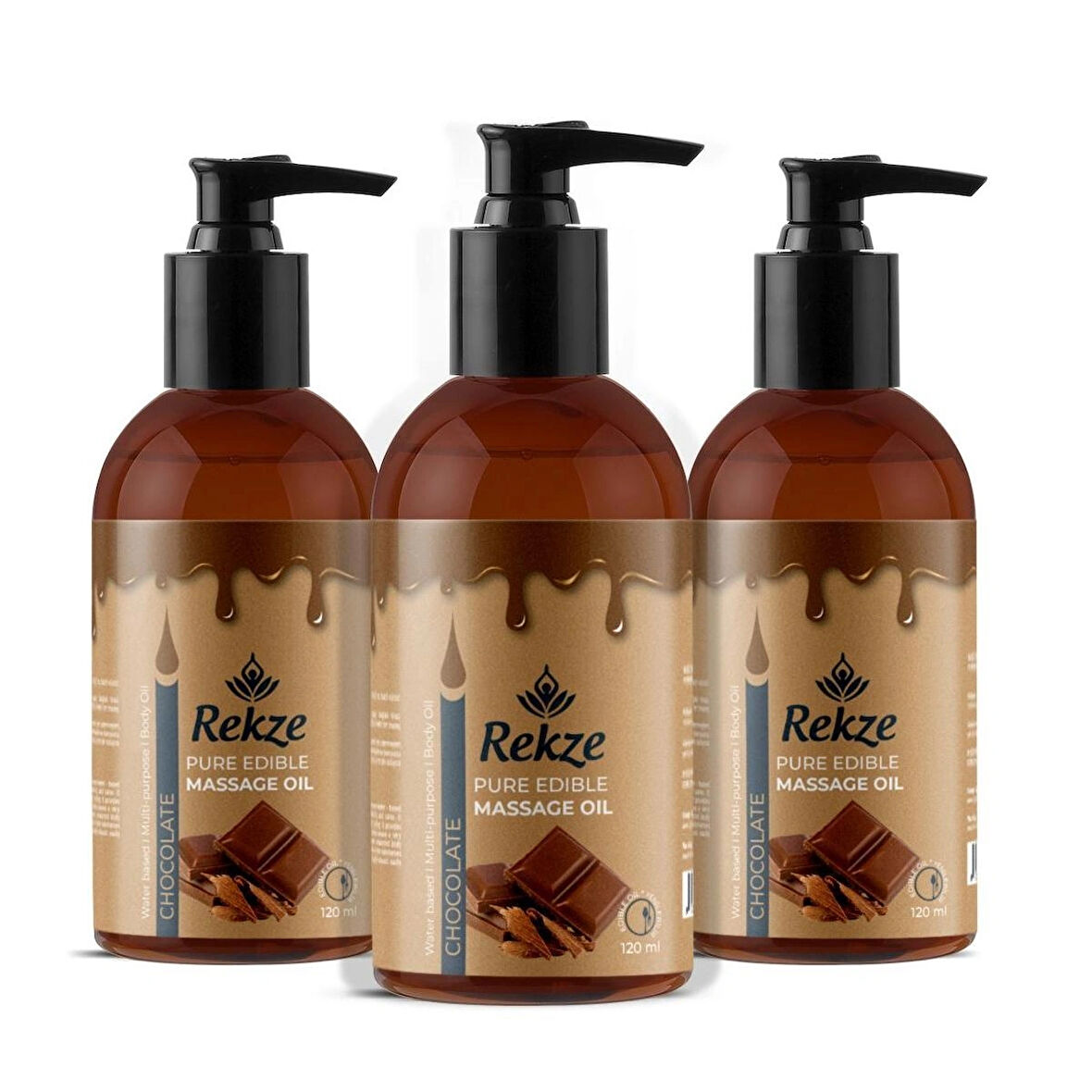 Rekze Masaj Yağı 3'lü Ve Güçlü Paket - Çikolata Aromalı Bay Ve Bayanlara Uygun Unisex 120 ml