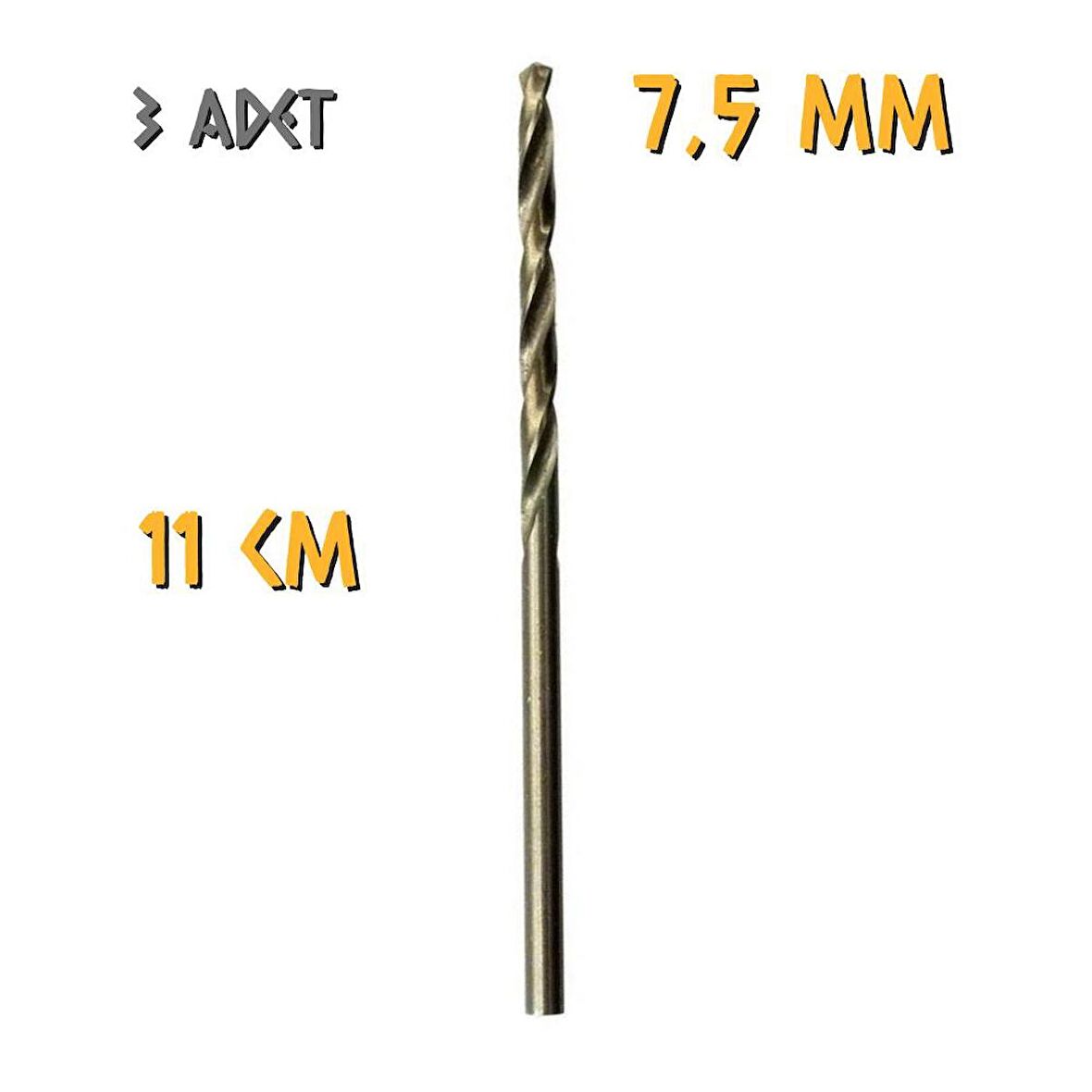 Kupa Tyson Metal Ahşap Delici HSS Matkap Ucu 7.5 mm. - 3 Adet