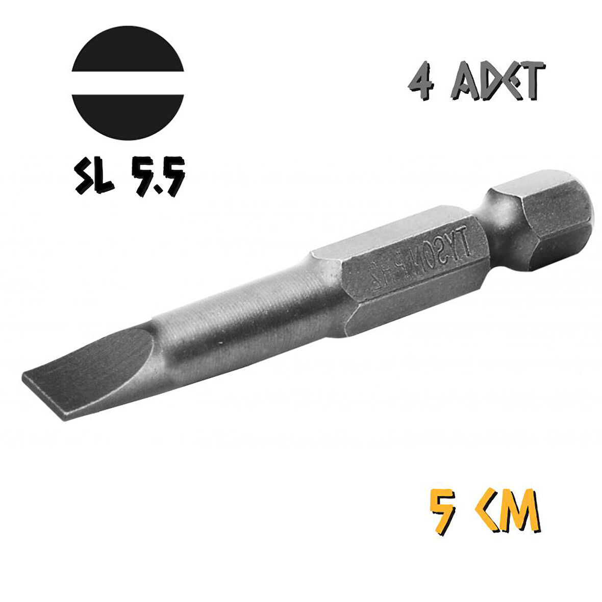 Kupa Tyson Vidalama Ucu Bits Uç - SL5.5 Düz - 5 cm. - 4 Adet