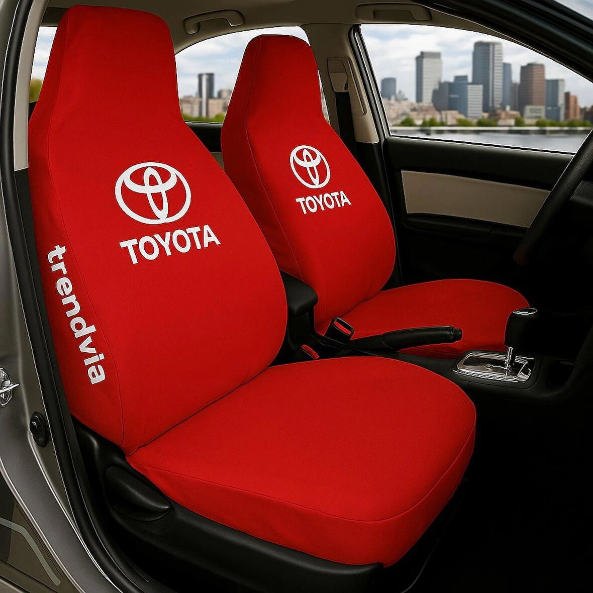 Toyota Kırmızı Renk Ön ve Arka Koltuk Kılıfı Penye Servis Seti – Araba Koltuk Koruyucu