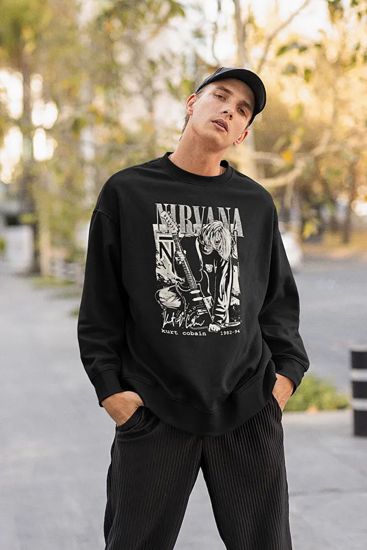 Nirvana Kurt Cobain Baskılı Unisex Oversize Rock Metal Sweatshirt